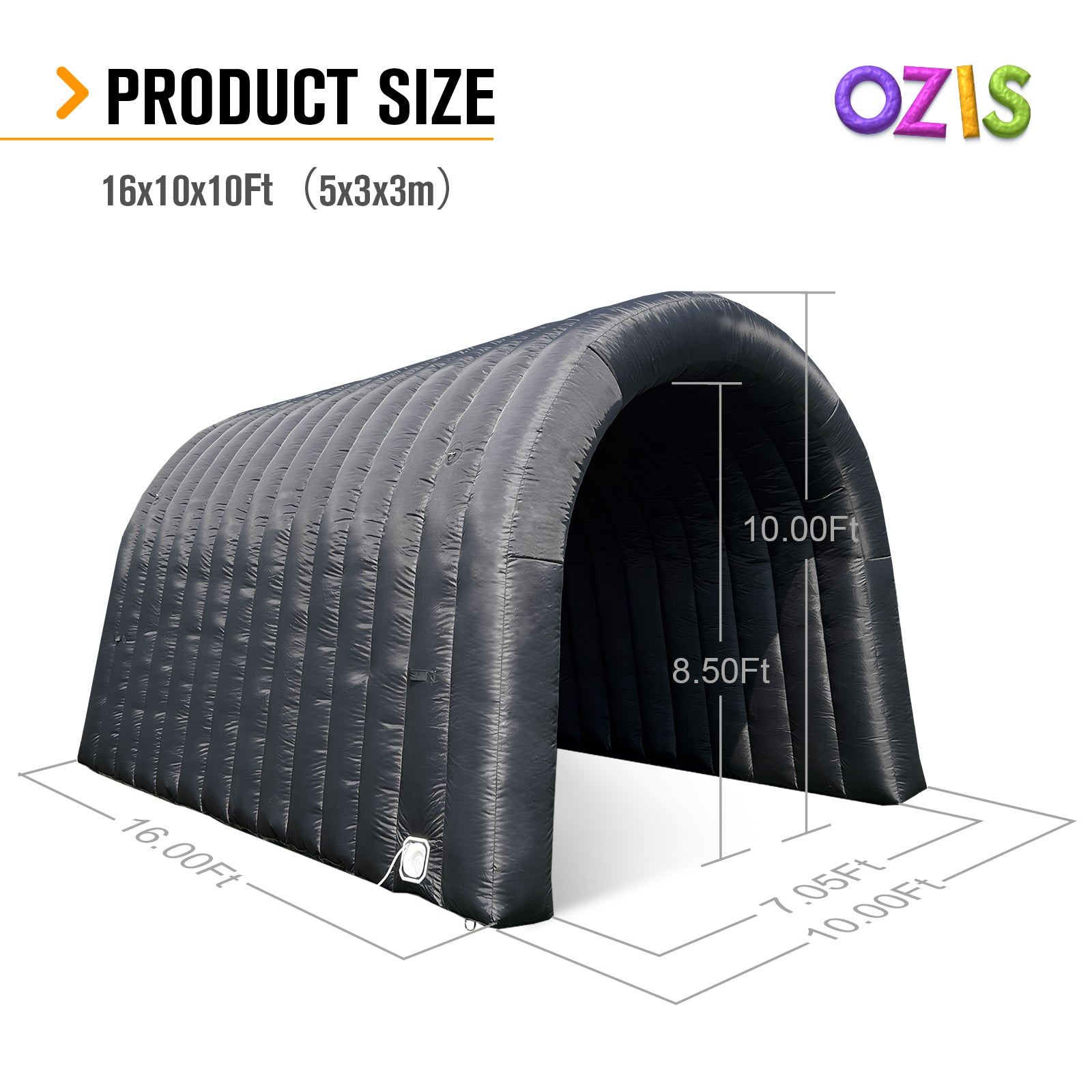 OZIS 16x10x10ft Inflatable Tunnel Entrance Sports Tunnel with Built-in Blower, Black Football Tunnel Inflatable for Business Advertising Event Exhibition Promotion,Street,Shop,Supermarket,School