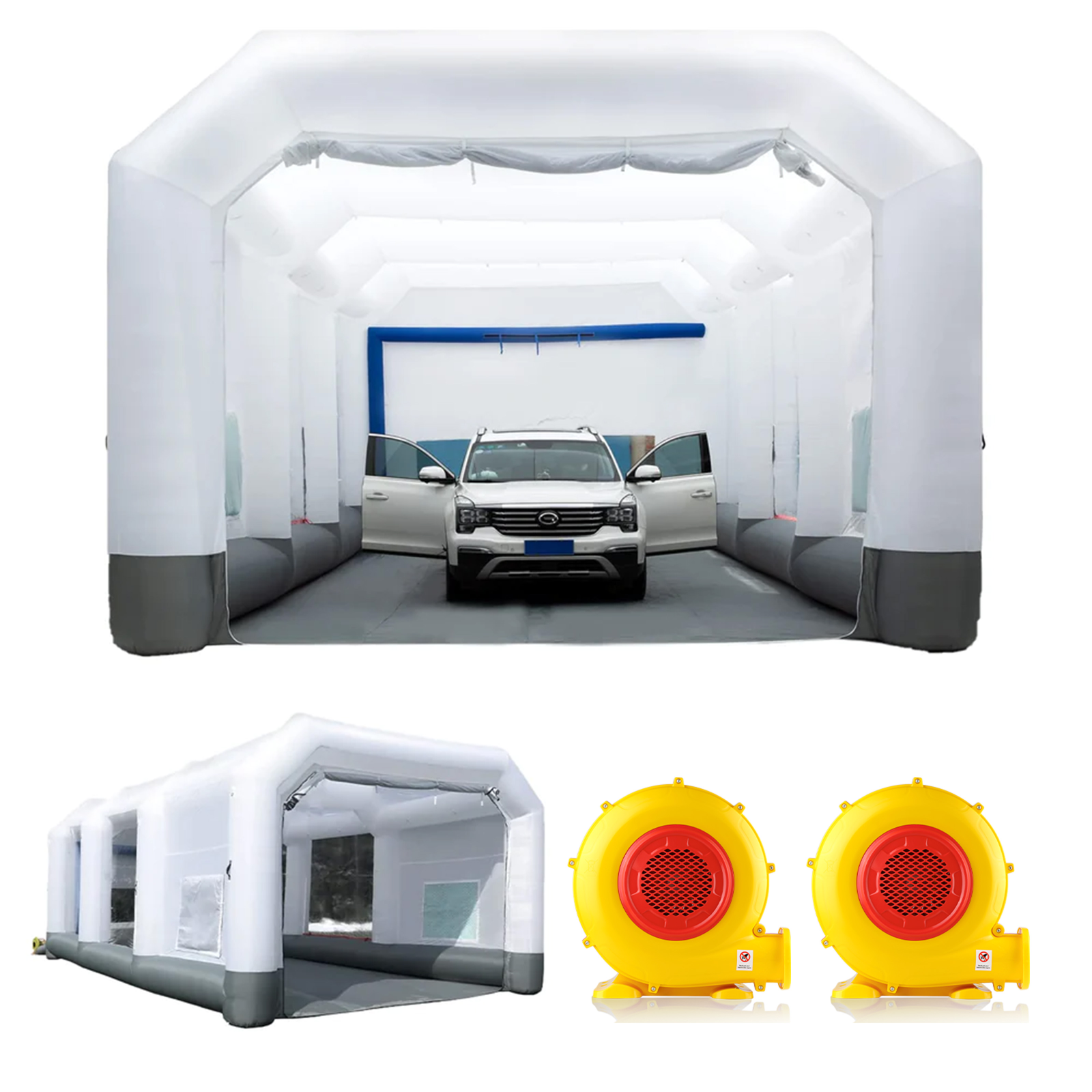 GORILLASPRO Inflatable Paint Booth 33X20X15Ft with 2 Blowers (750W+110