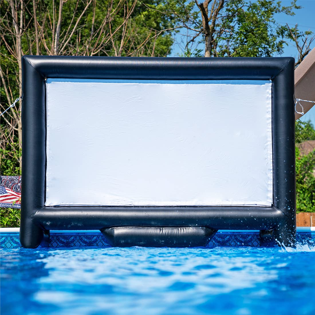 Sewinfla Outdoor Movie Screen 12ft- Upgraded Airtight Design Inflatable Movie Projector Screen for Outdoor/Indoor Use - No Need to Keep Inflating - Supports Front and Rear Projection