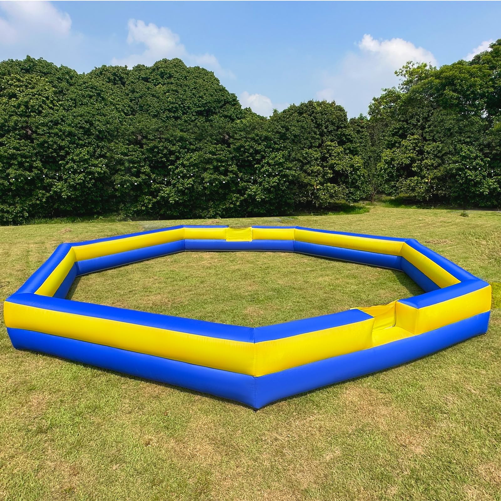 Blue & Yellow Portable Gaga Ball Pit With Built-In Blower 150w Inflatable Gaga Ball Court For Indoor Outdoor School Family Activities Inflatable Sport Games