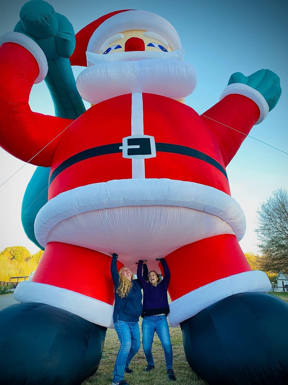 26Ft Premium Inflatable Santa Claus with Blower for Christmas Yard Decoration - No Lights Included