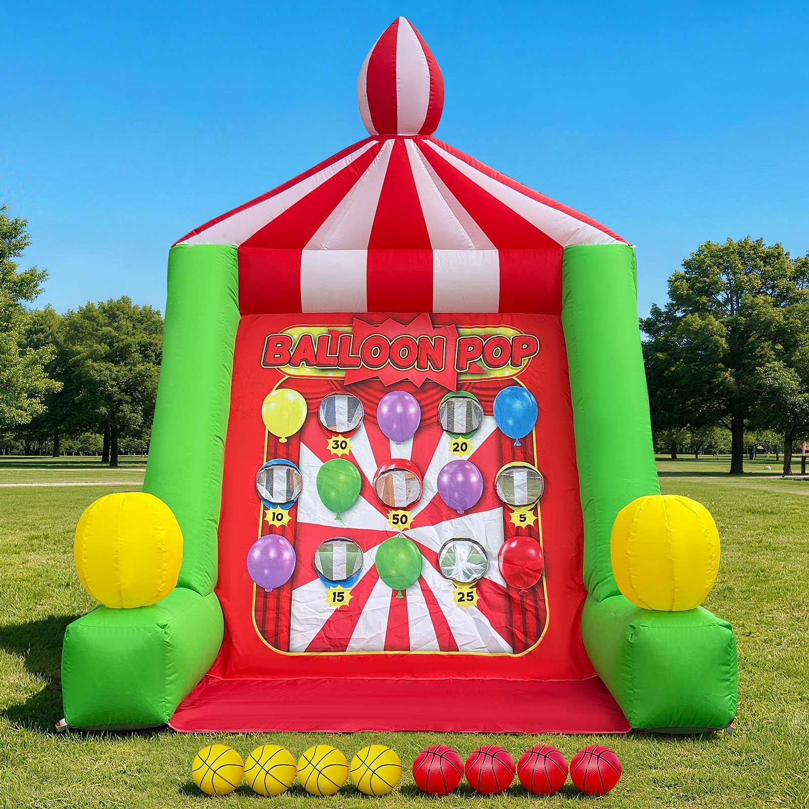 Inflatable Target Toss Game 6.6x6x9Ft with 8 Balls, Throwing Scoring Carnival Games for Events