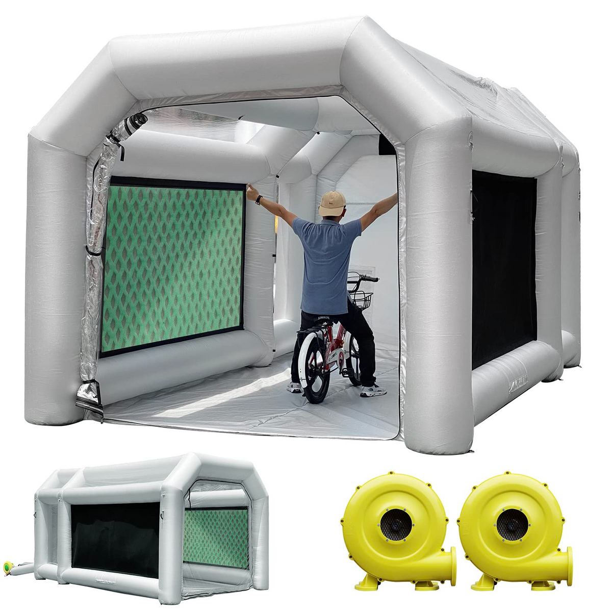 WARSUN 14x10x8.5Ft Inflatable Paint Booth with Oversized&Double Air Fi