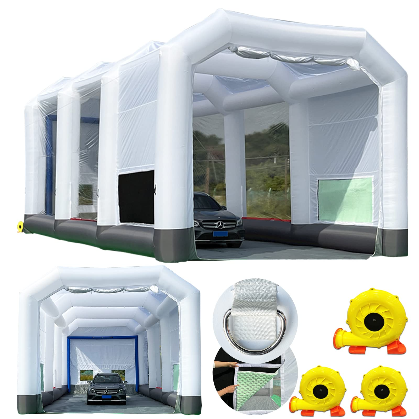 GORILLASPRO Inflatable Spray Paint Booth 40X20X13Ft with 3 Blowers (950W+750W+750W), Large Mobile Portable Truck Paint Booth for Big Items Painting