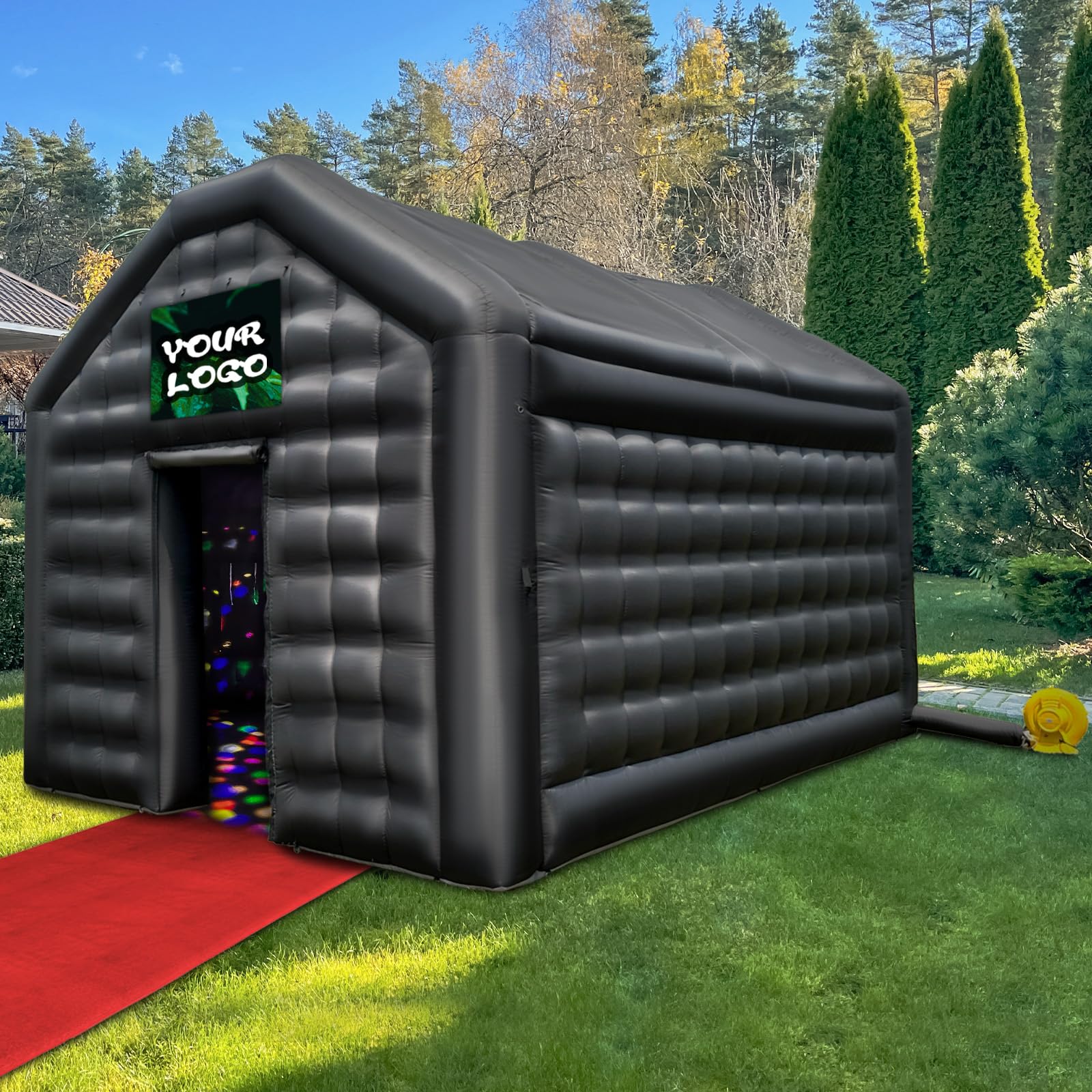 16.5x13x11.5ft Black Inflatable Nightclub Tent with Blower Portable Disco Pavilion for Events