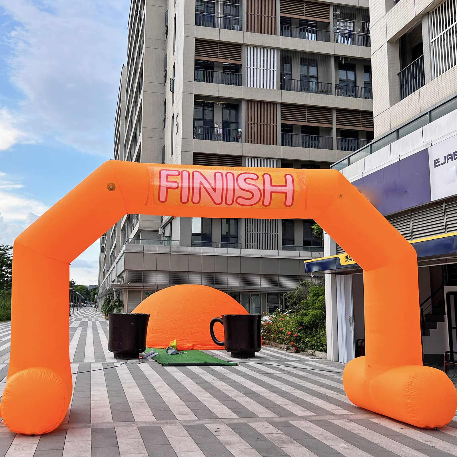 Sewinfla 20ft Inflatable Arch with Start Finish Line Banners and 240W Blower, Hexagon Inflatable Archway for Run Race Marathon Outdoor Advertising Commerce