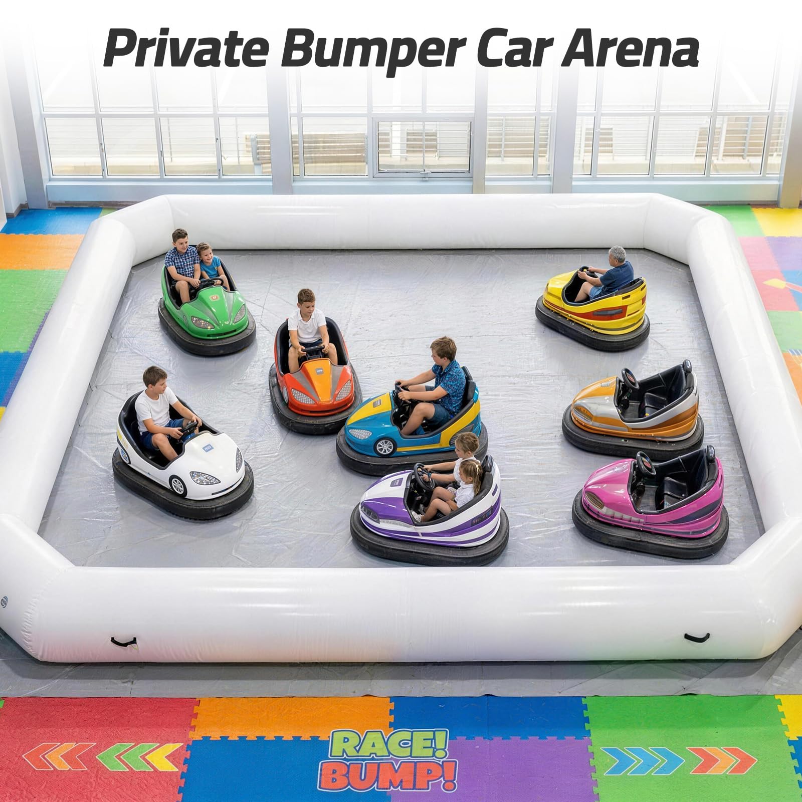 Inflatable Bumper Car Racing Track 15.7.x15.7Ft – Portable Bumper Car Arena for Kids & Events