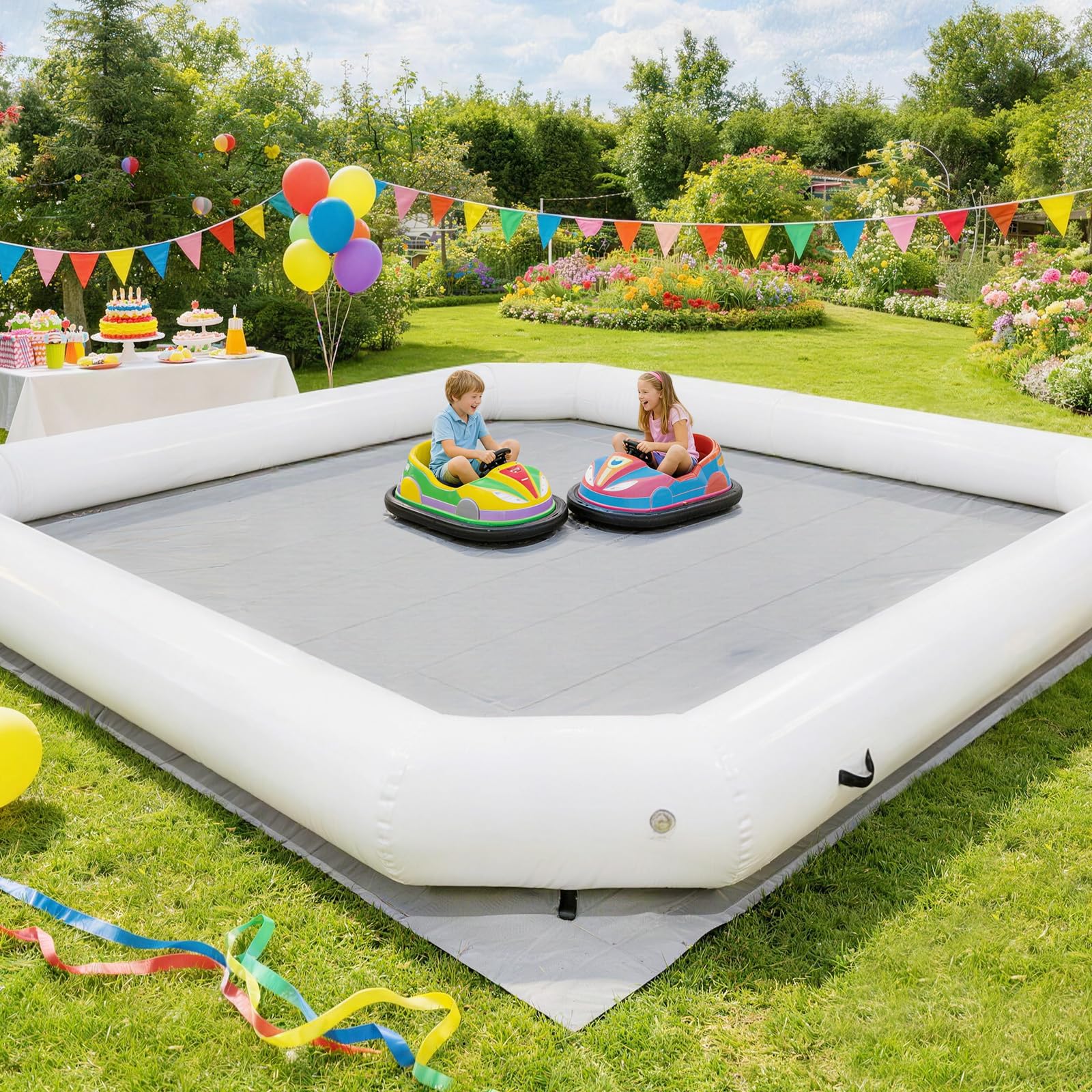 Inflatable Bumper Car Racing Track 12.5x12.5Ft – Portable Bumper Car Arena for Kids & Events