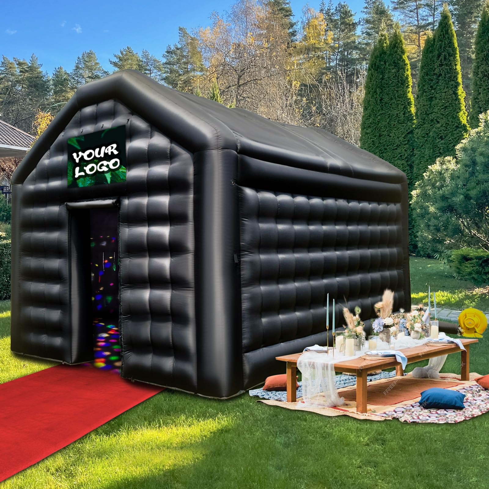 WARSUN Black Inflatable Nightclub 16.5x13x11.5ft with Blower