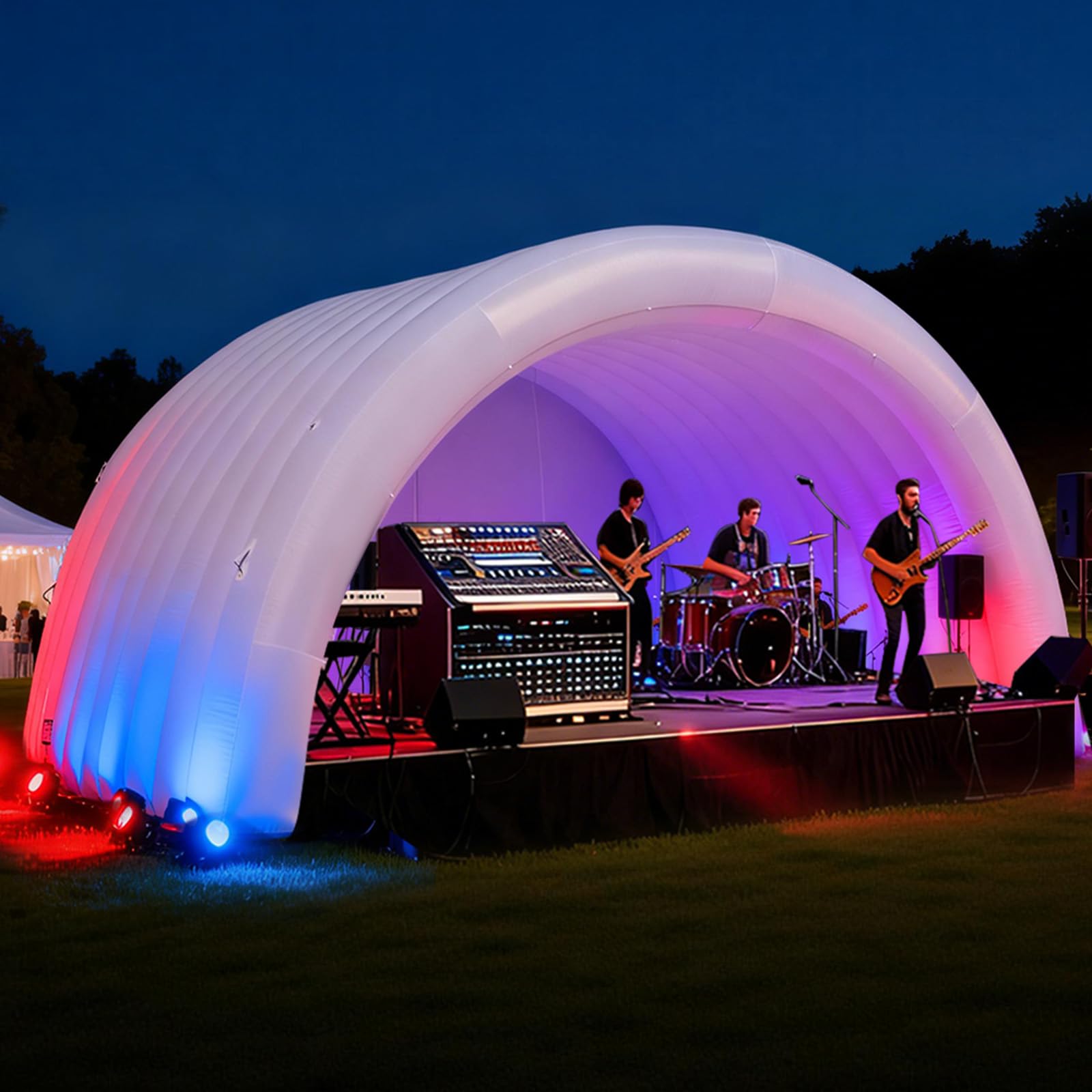 Inflatable Event Stage Tent 20×15×13FT with Built-in Blower Outdoor Exhibition Inflatable Stage Cover White Party Tent