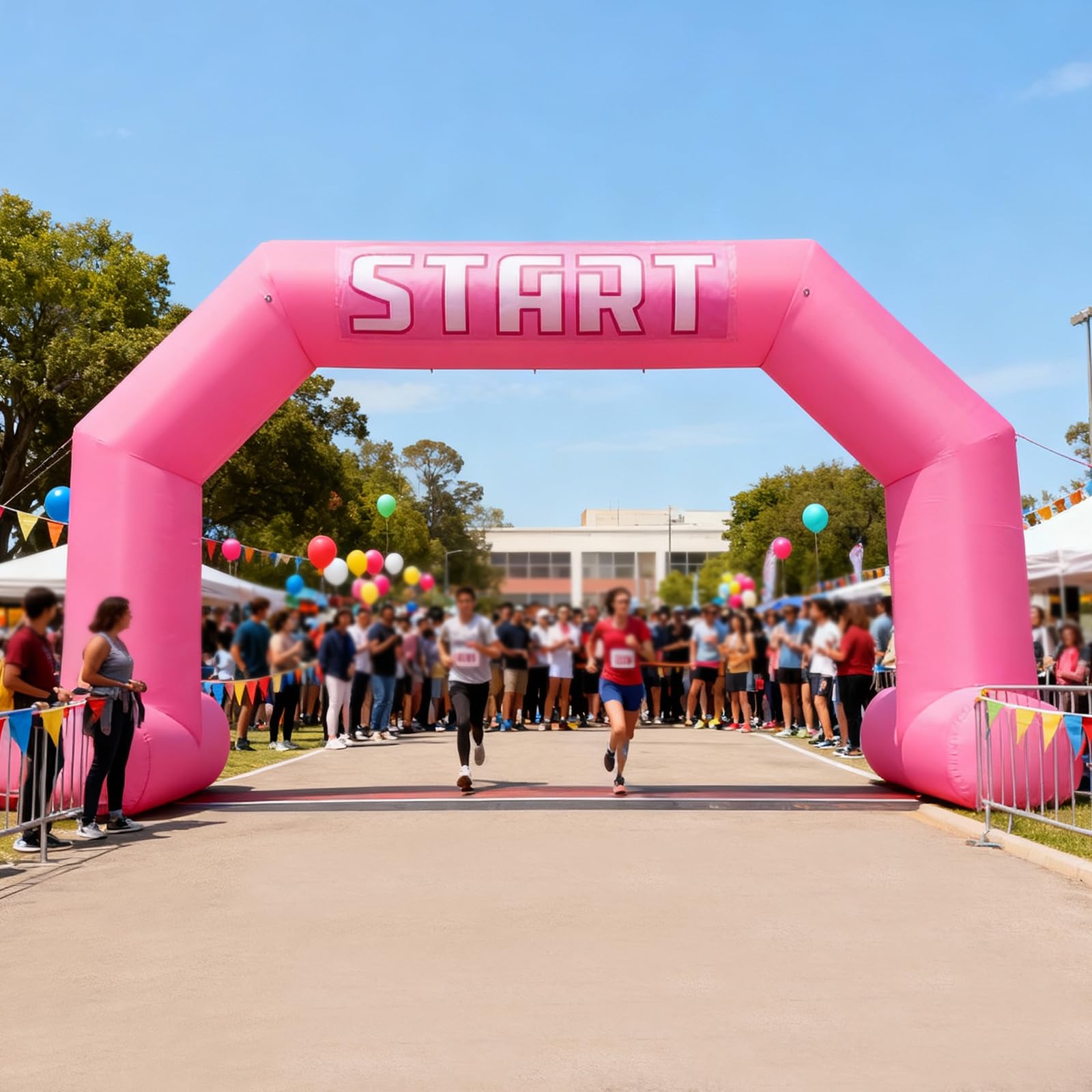 20Ft Inflatable Arch with Start Finish Banner and T-Shaped Base for Races and Events