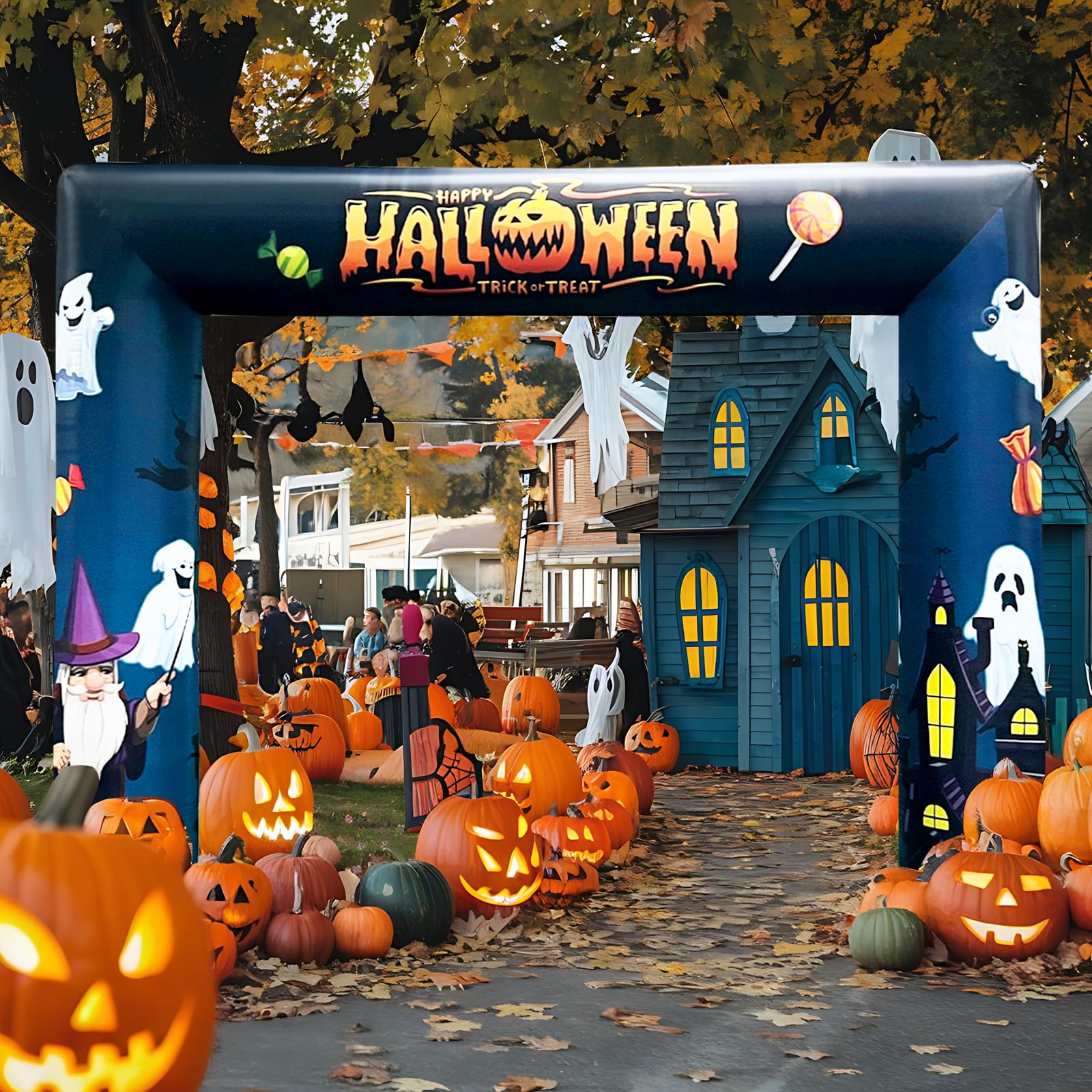 Halloween Inflatable Arch 14x10Ft Inflatables Outdoor Halloween Decoration with Blower
