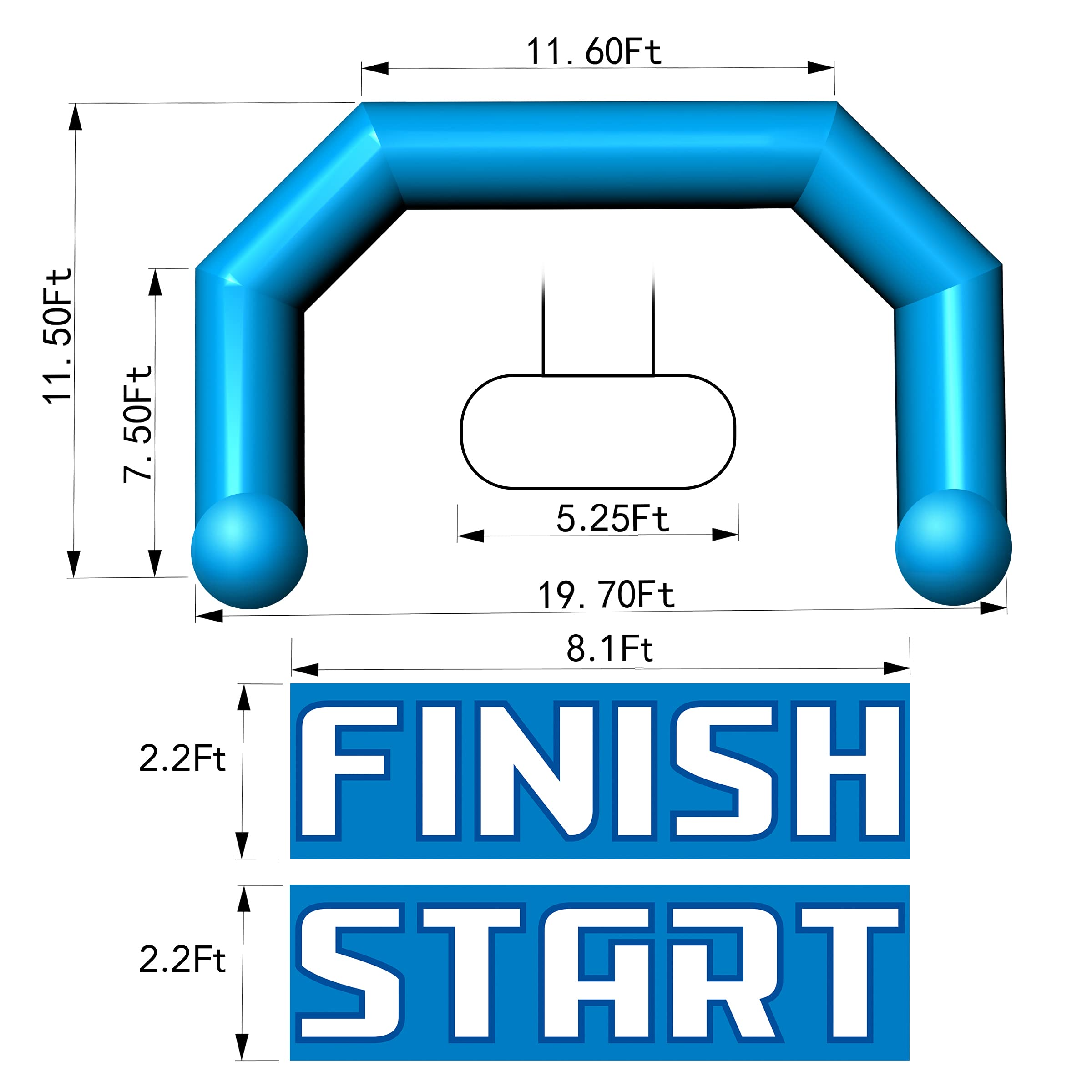 20ft blue inflatable arch dimension figure #color_blue