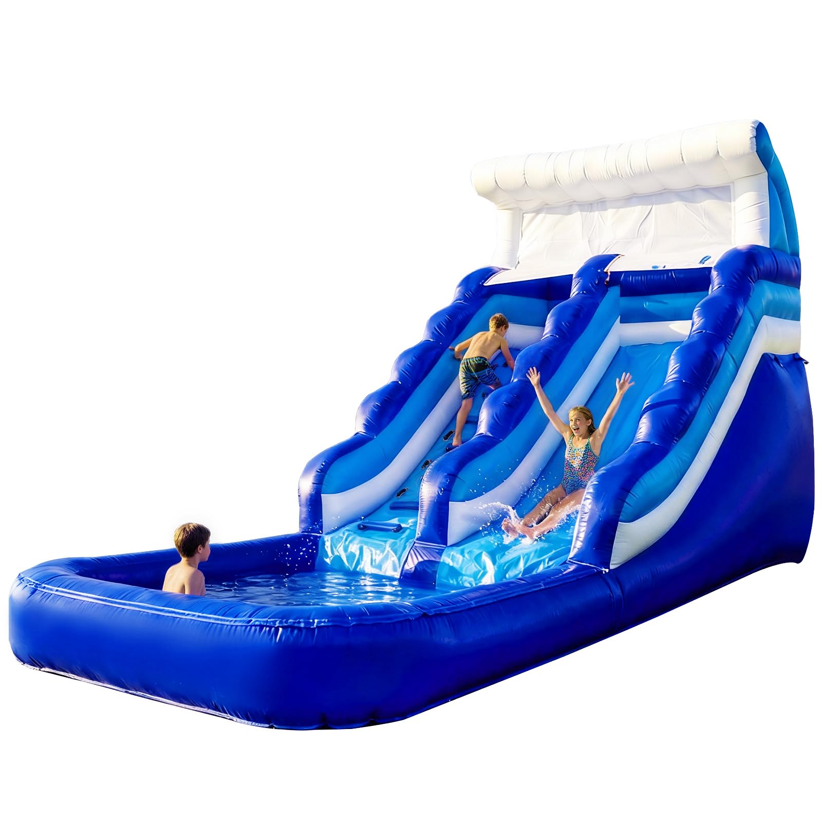 Inflatable Water Slide Commercial Grade PVC with Detachable Slide Climbing Ladder and Pool, Giant Inflatable Wet Dry Use