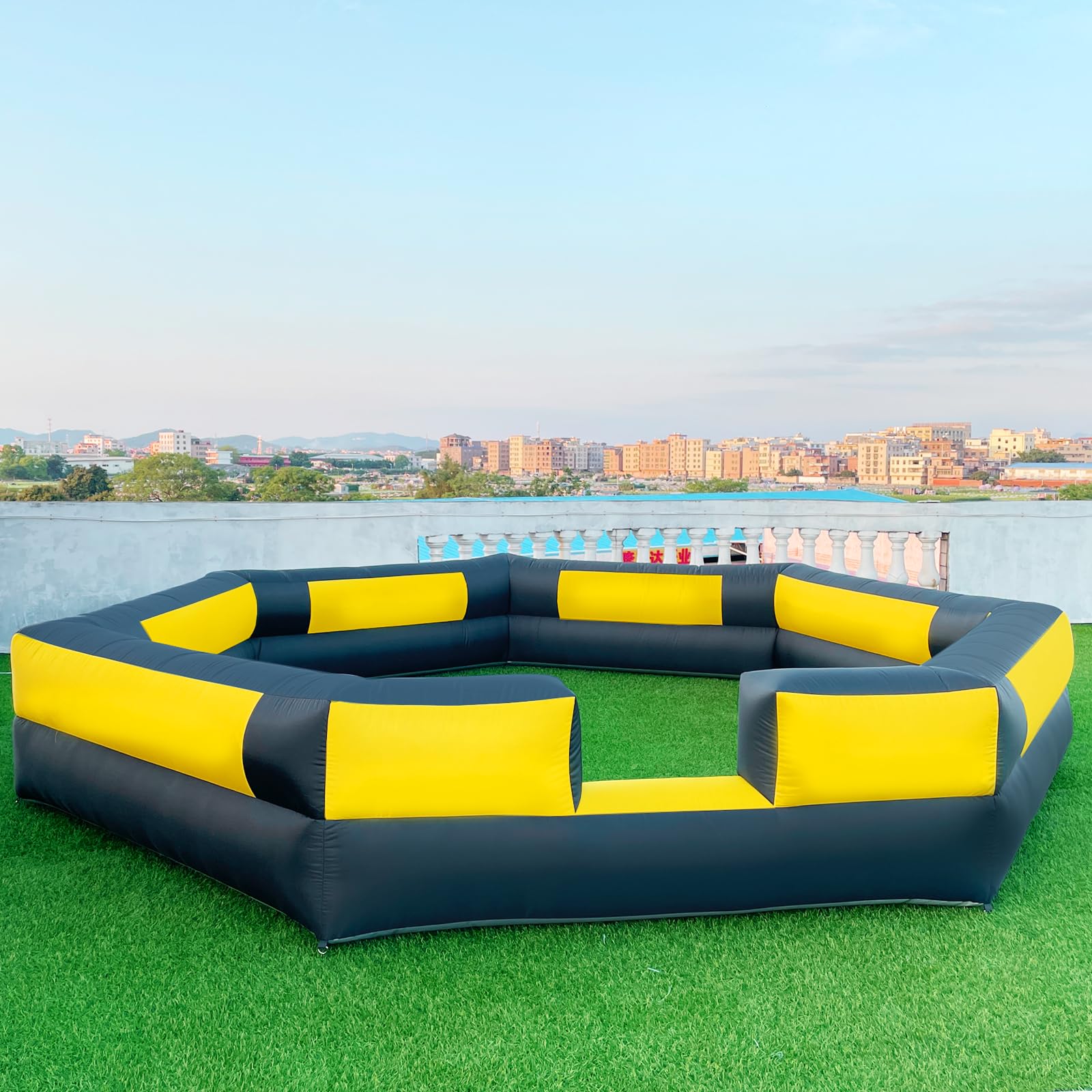 WARSUN Portable 20ft Gaga Ball Pit Inflatable Gagaball Court with Powerful Blower, Portable Ball Pit Play Fence for Indoor Outdoor School Family Activities Inflatable Sport Games More Durable