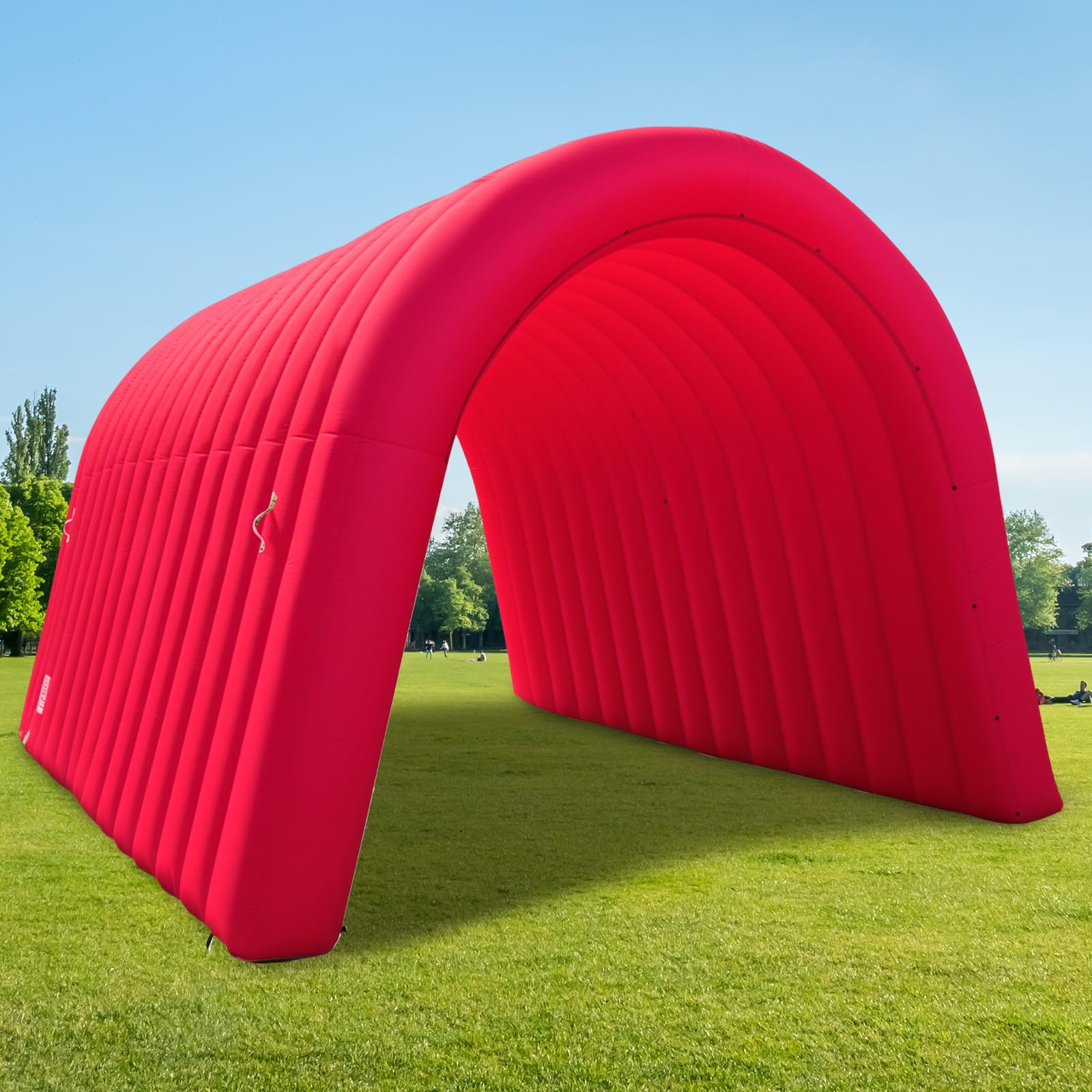 OZIS Inflatable Tunnel Sports Tunnel Entrance with Installed Blower Red 16x10x10ft