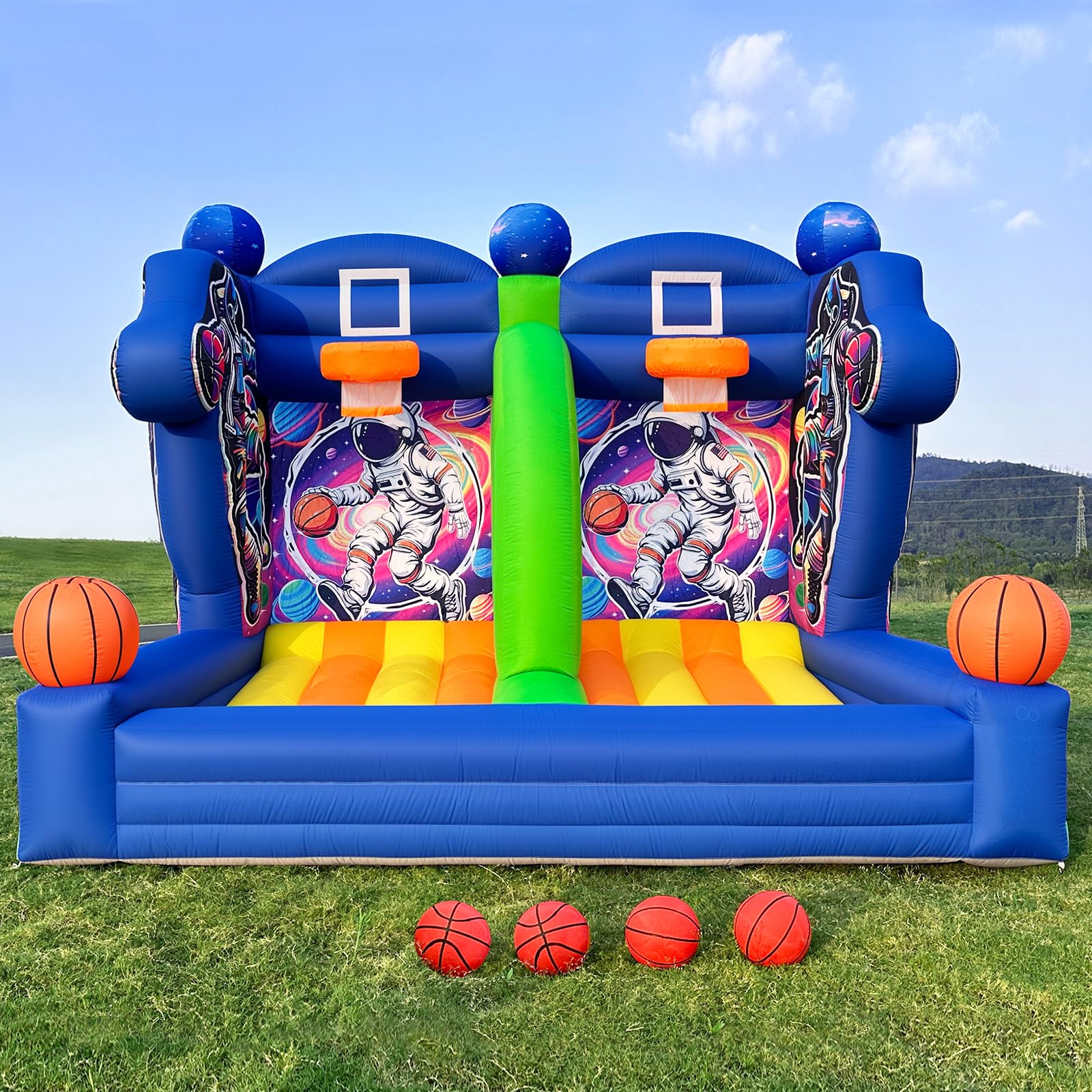 Inflatable Basketball Hoop Shot Dual Lane 13x10Ft - Space Jam Quest (Astronaut)