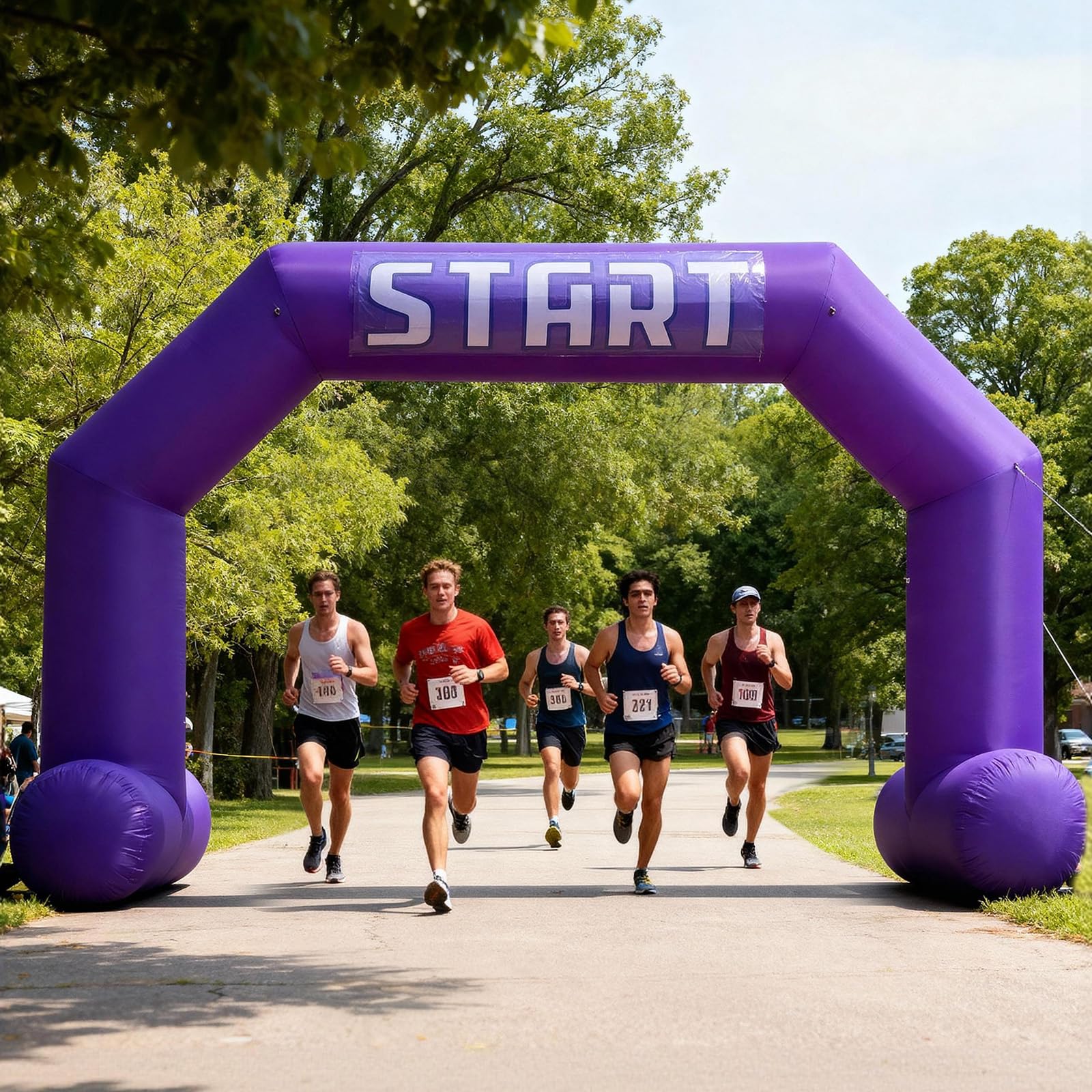 20Ft Inflatable Arch with Start Finish Banner and T-Shaped Base for Races and Events