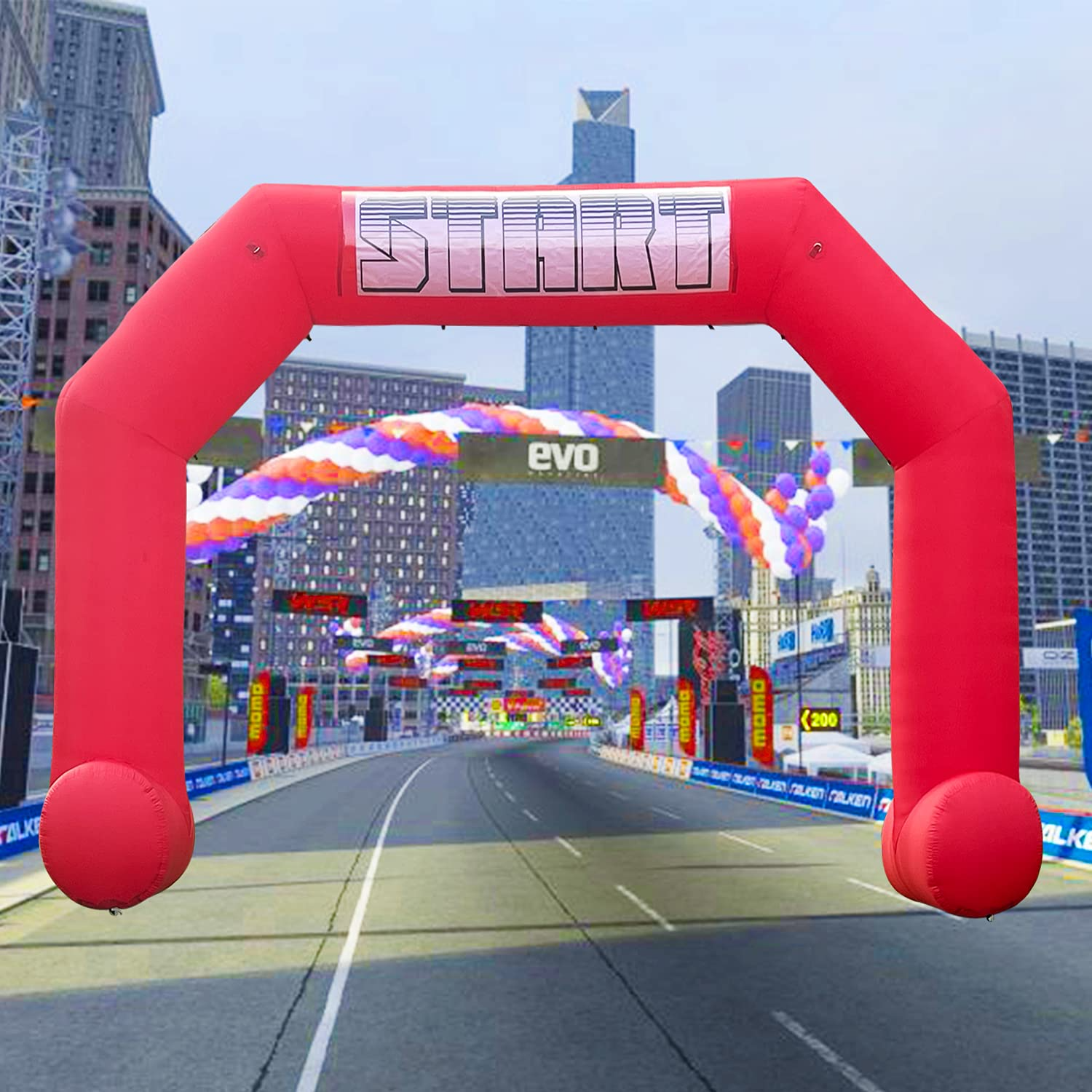 Sewinfla 20ft Inflatable Arch with Start Finish Line Banners and 240W Blower, Hexagon Inflatable Archway for Run Race Marathon Outdoor Advertising Commerce