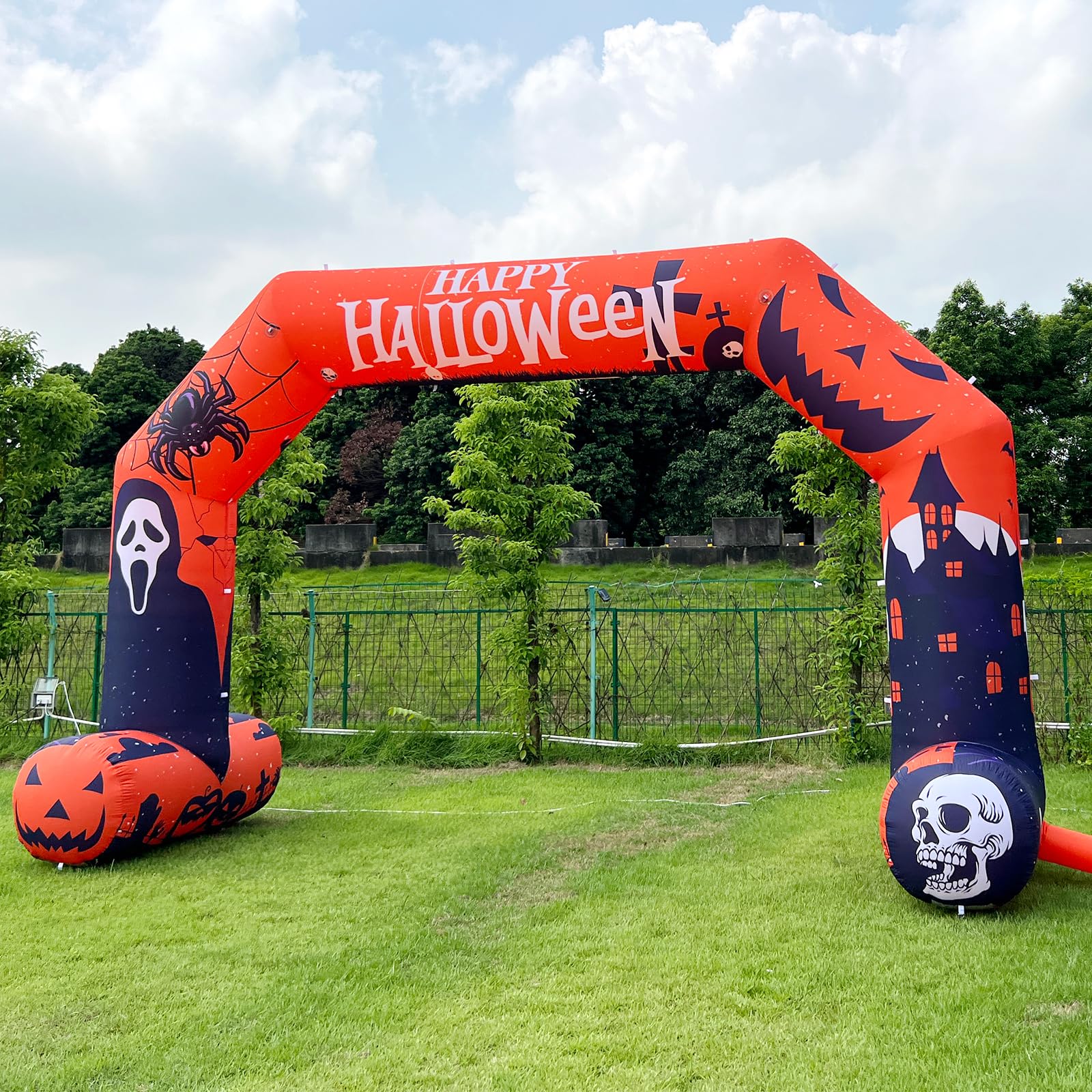 Halloween Orange 20Ft Inflatable Arch Decoration with 250W Blower, Halloween Inflatable Archway for Halloween Outdoor Decoration to Your Pumpkin Patch Entrance