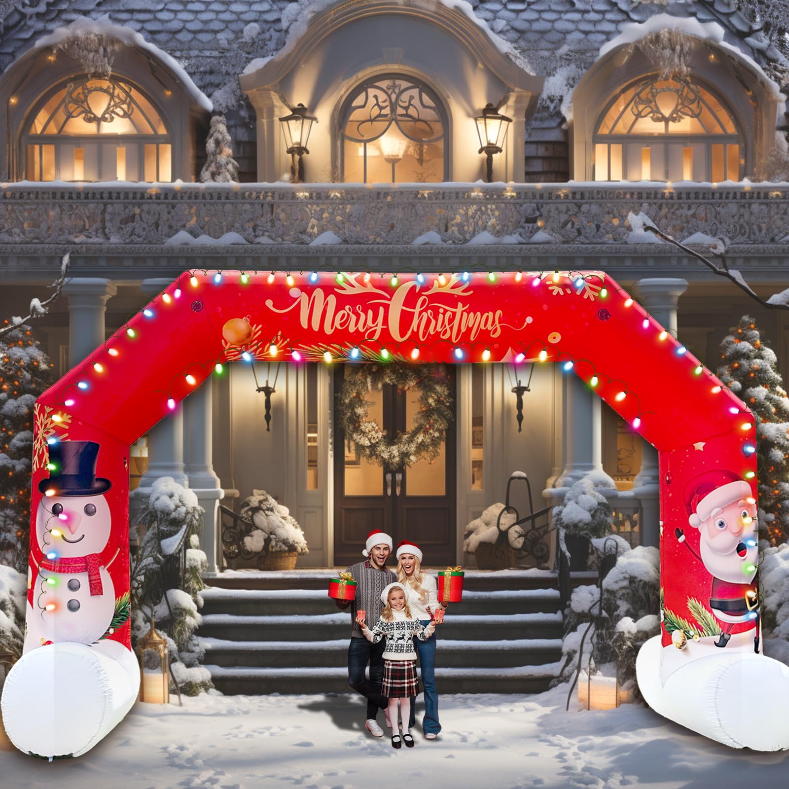 20FT Red Christmas Inflatable Archway with Blower – Perfect for Holiday Events