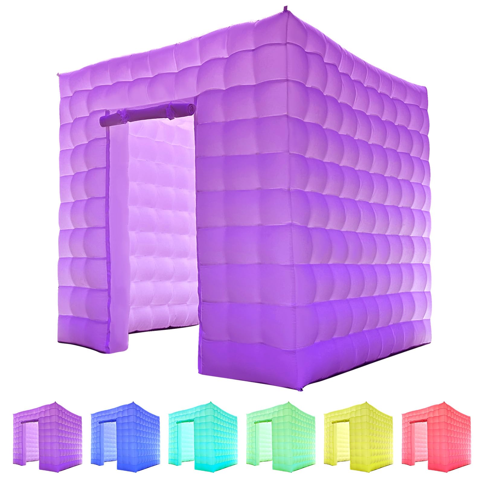 8.2Ft LED Inflatable Photo Booth White Backdrop Tent - 16 Color Changing Lights for Events