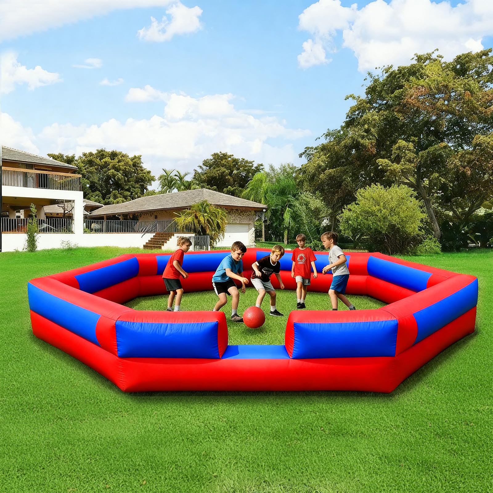 Inflatable Gaga Ball Pit 17FT with Built-in Blower, Portable Large Gaga Ball Pit for Indoor & Outdoor Activities