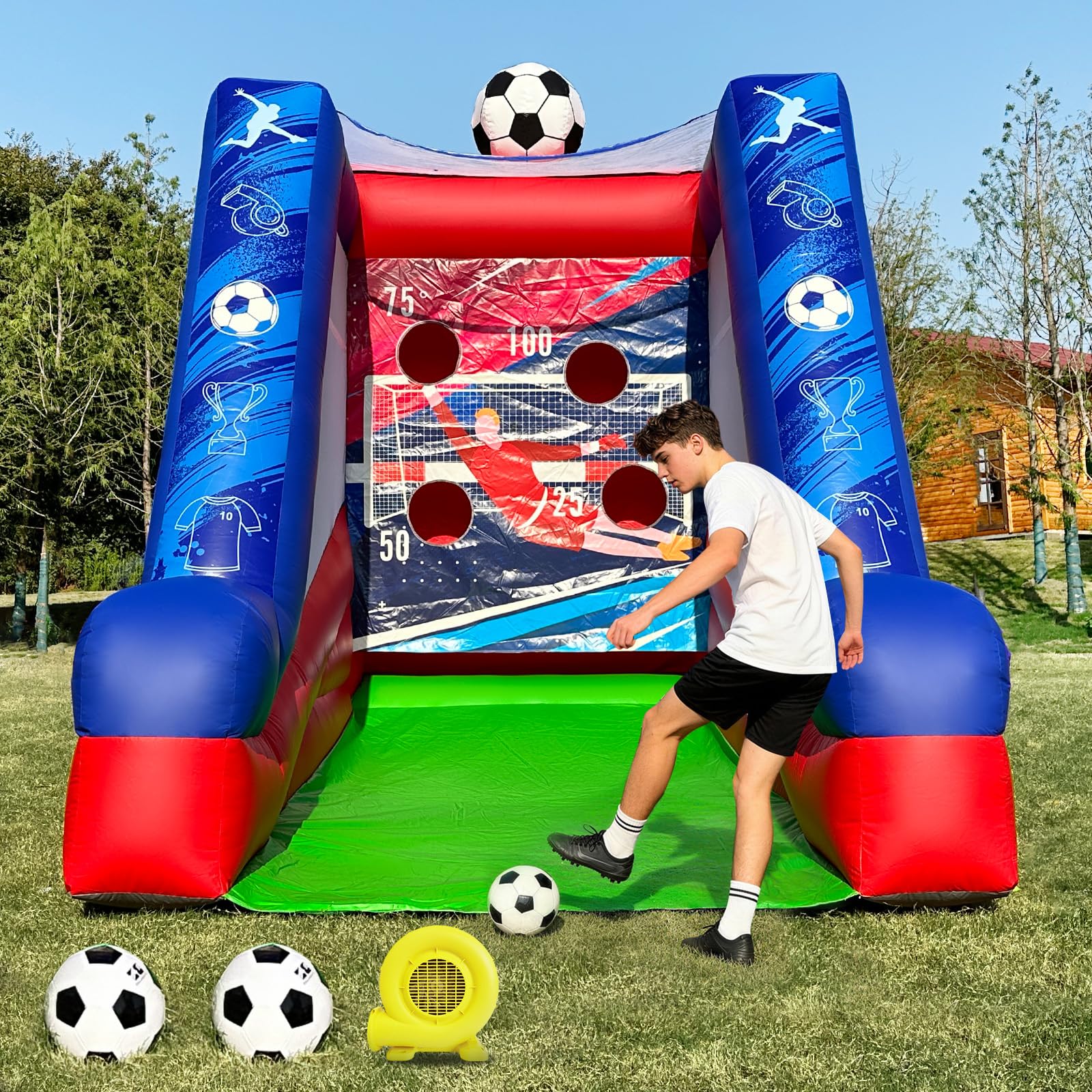 PVC Inflatable Soccer Dartboard Game 12Ft with 2 Balls and Blower for Parties and Rentals