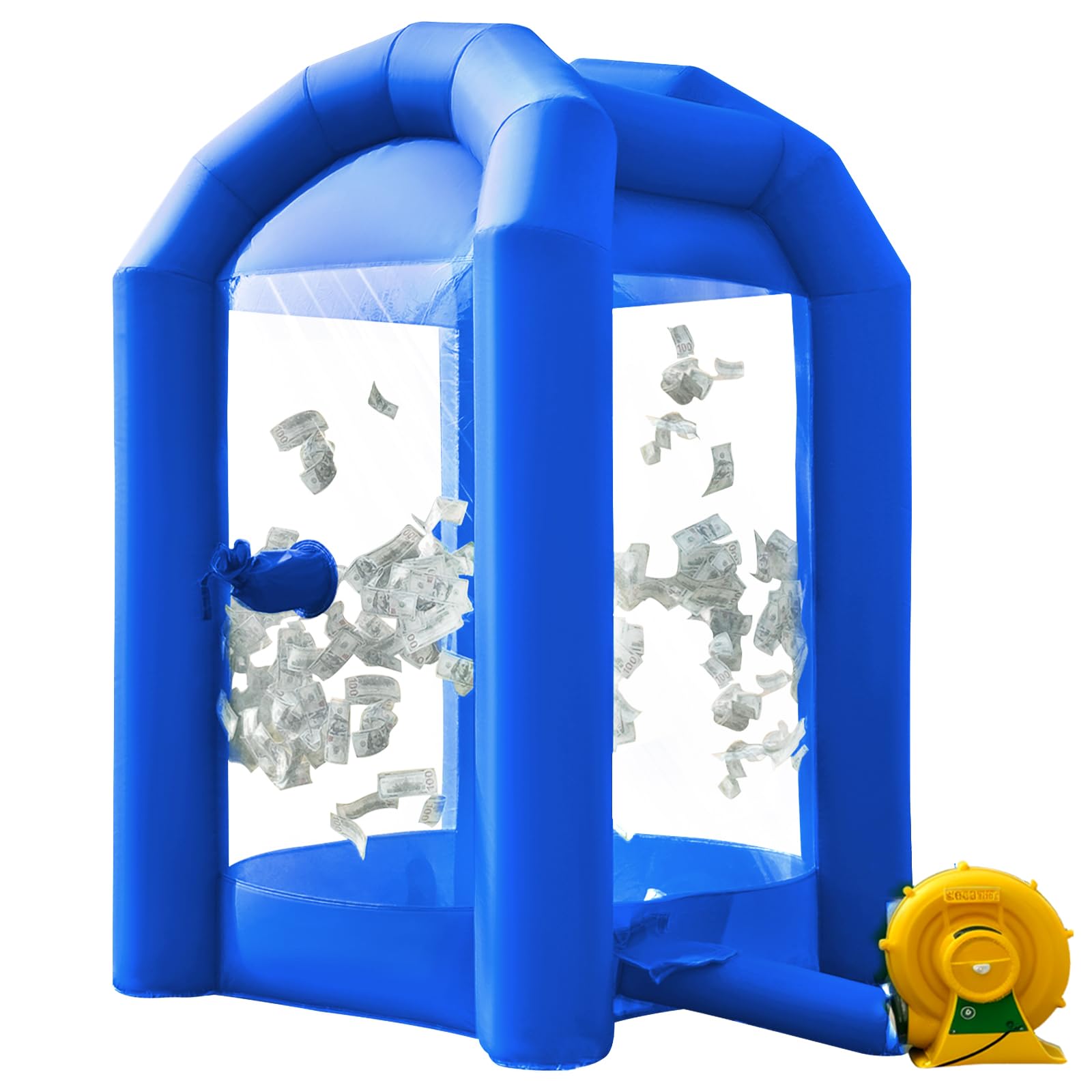 Inflatable Cash Cube Booth 5.2x5.2x8.2FT – Money Grab Machine with Blowers for Parties, Promotions & Events