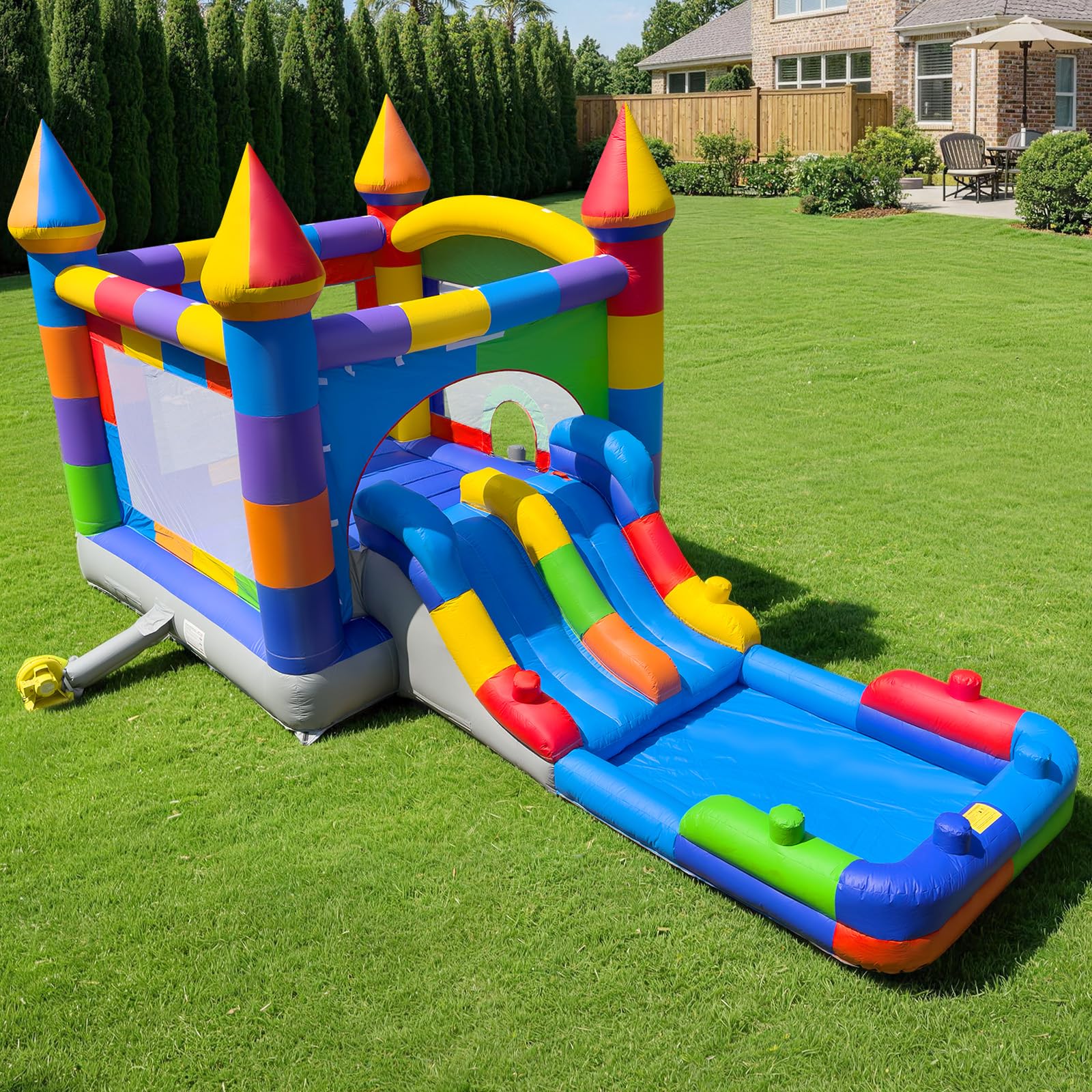 Inflatable Bounce House 26x13Ft with Dual Water Slides & Splash Pool – Commercial Wet & Dry Jumper for Events
