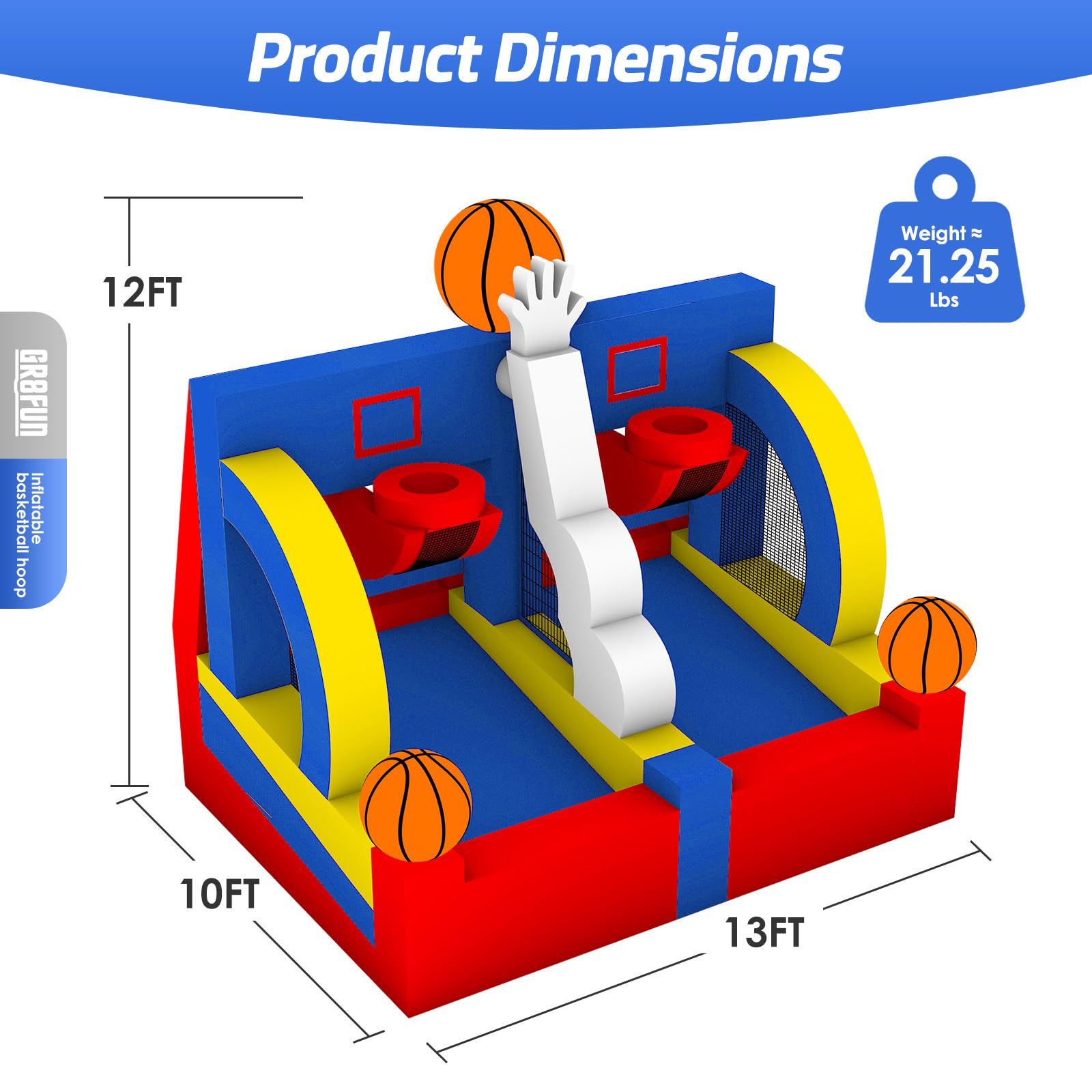 Inflatable Basketball Hoop Shot Dual Lane 13x10x12Ft - Giant Shooter