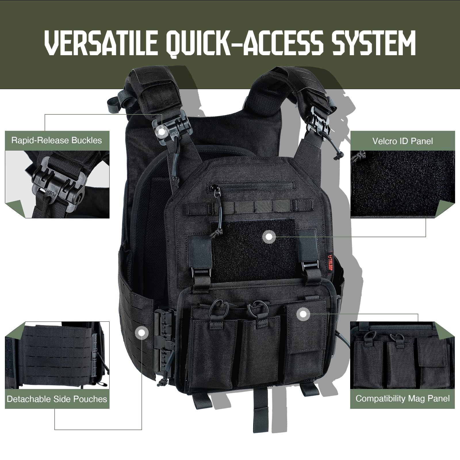 Tactical Vest with Quick Release Breathable Airsoft Vest