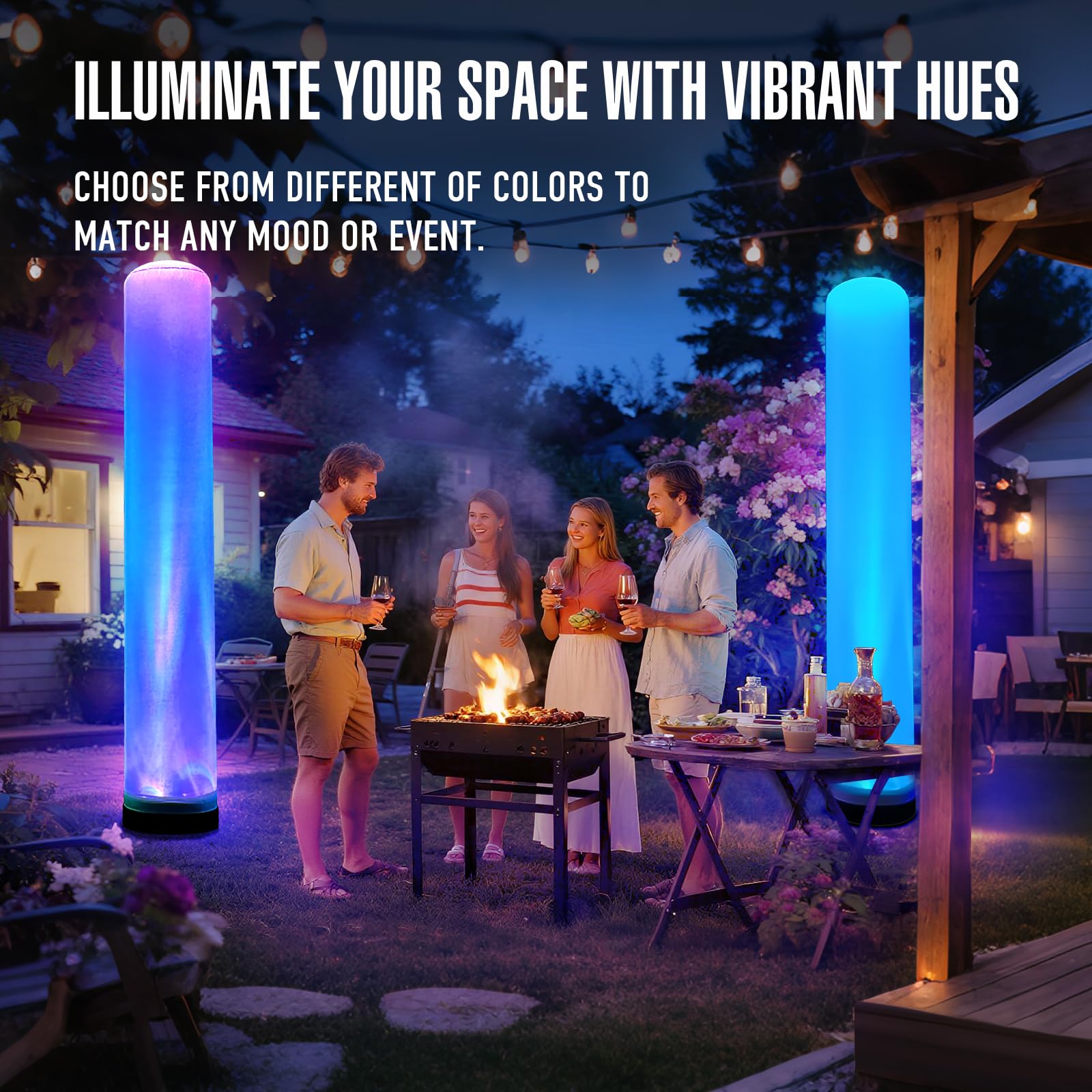 8.8Ft Inflatable Color-Changing Column Decorative Lamp Replaceable Tube Pillar