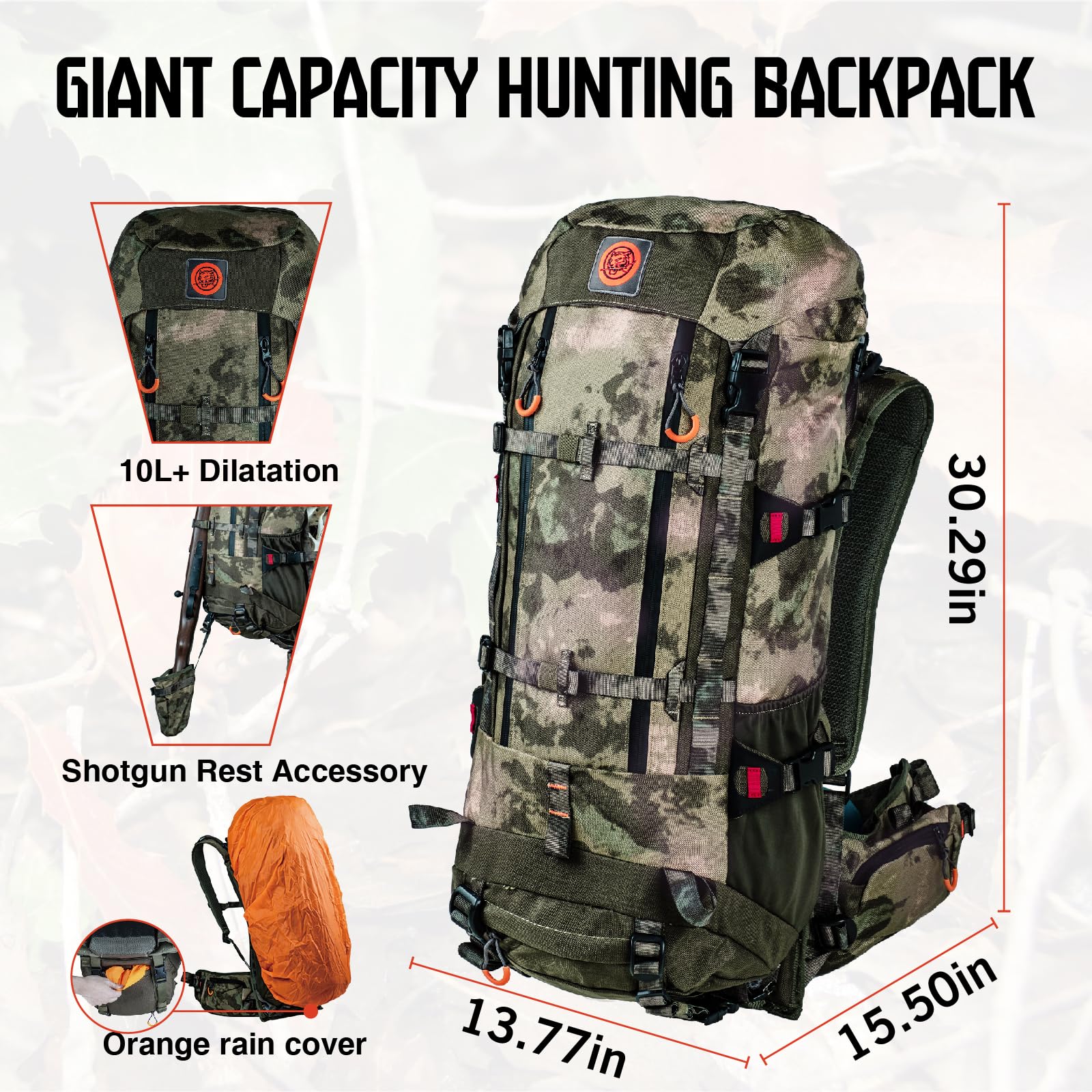 40L Hunting Backpack with Rain Cover