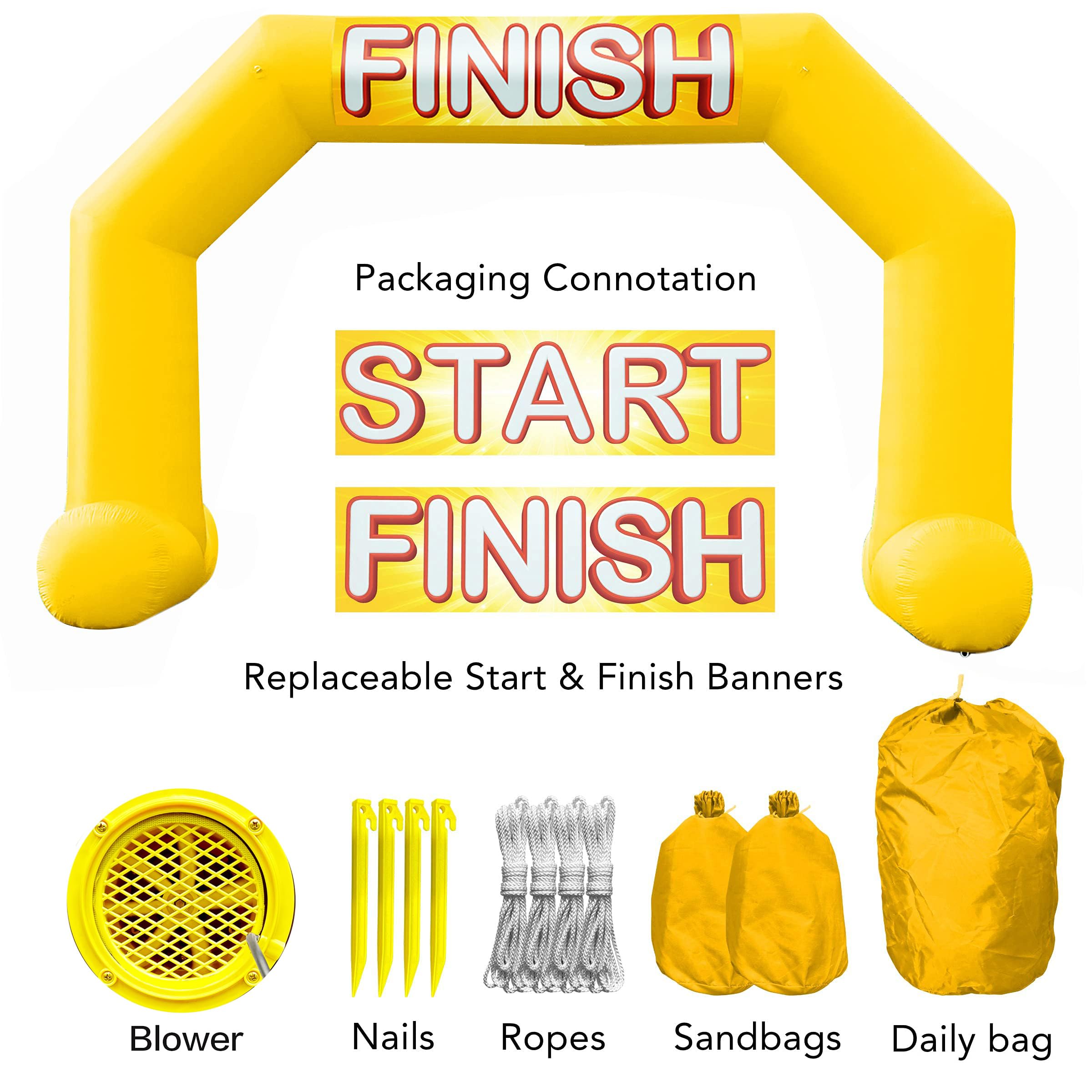 20Ft Inflatable Arch with Start Finish Banner and T-Shaped Base for Races and Events