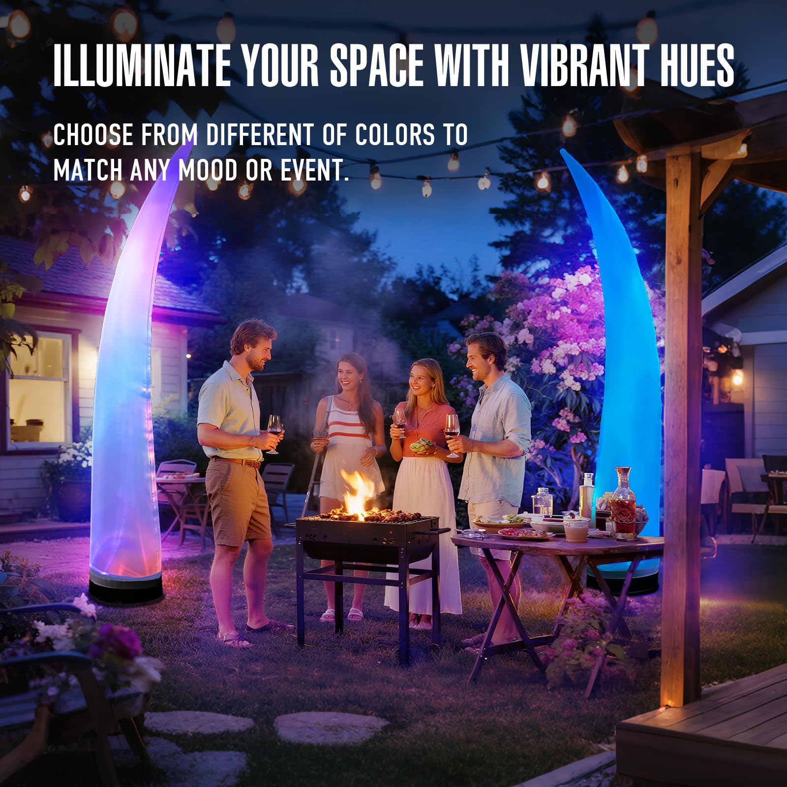 9.8Ft Inflatable Color-Changing Column Decorative Lamp Replaceable Tube Pillar - Bend Tip