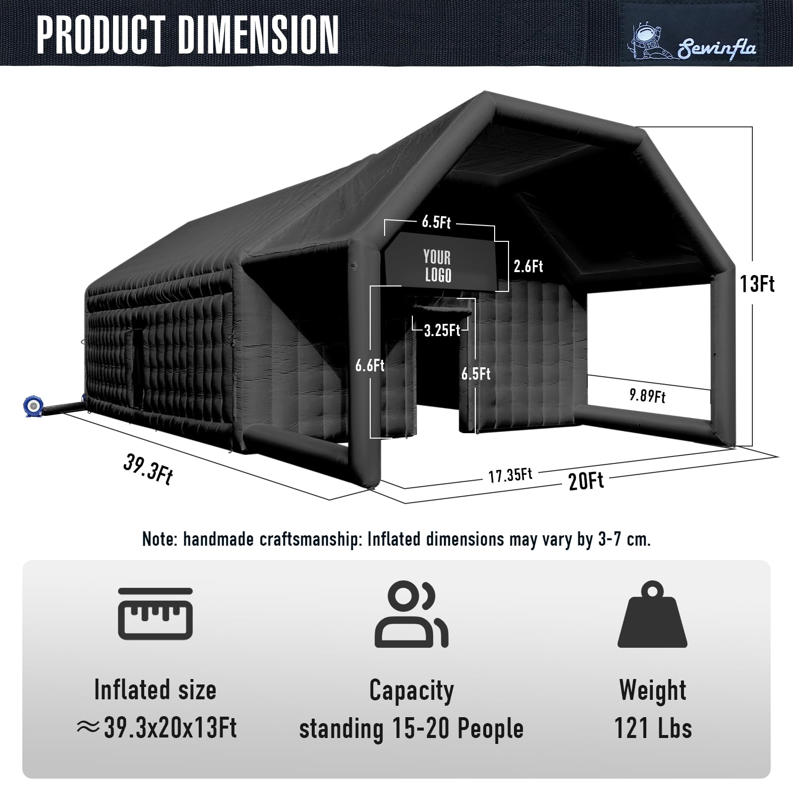 Inflatable Nightclub Tent with Gazebo 39x20x13Ft with Logo Area for Outdoor Parties