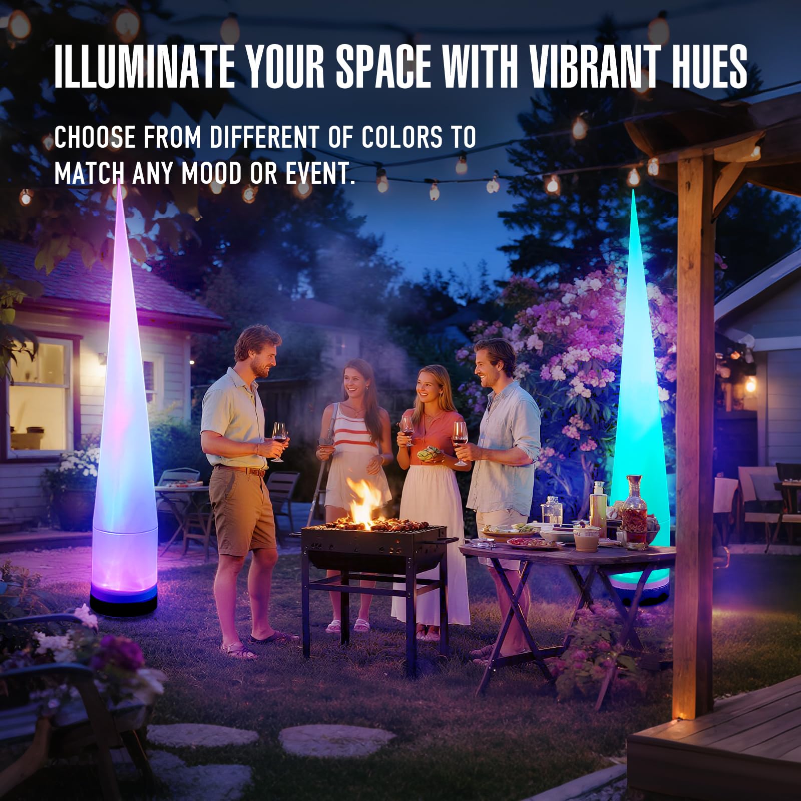 9.8Ft Inflatable Color-Changing Column Decorative Lamp Replaceable Tube Pillar - Straight Tip