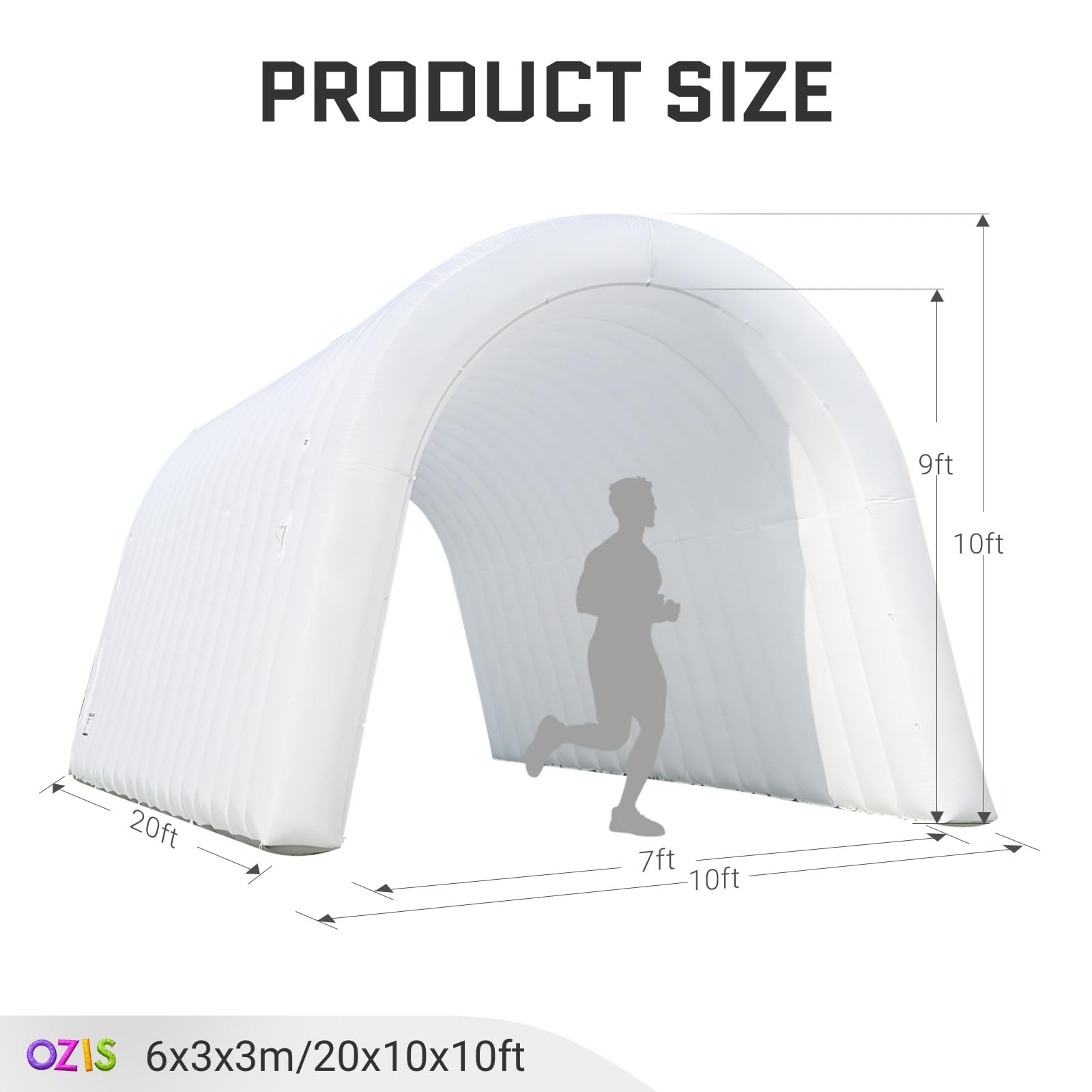 Inflatable Tunnel Entrance 20x10x10FT with Blower Entry Tunnel Tent for Sports Events and Outdoor Activities
