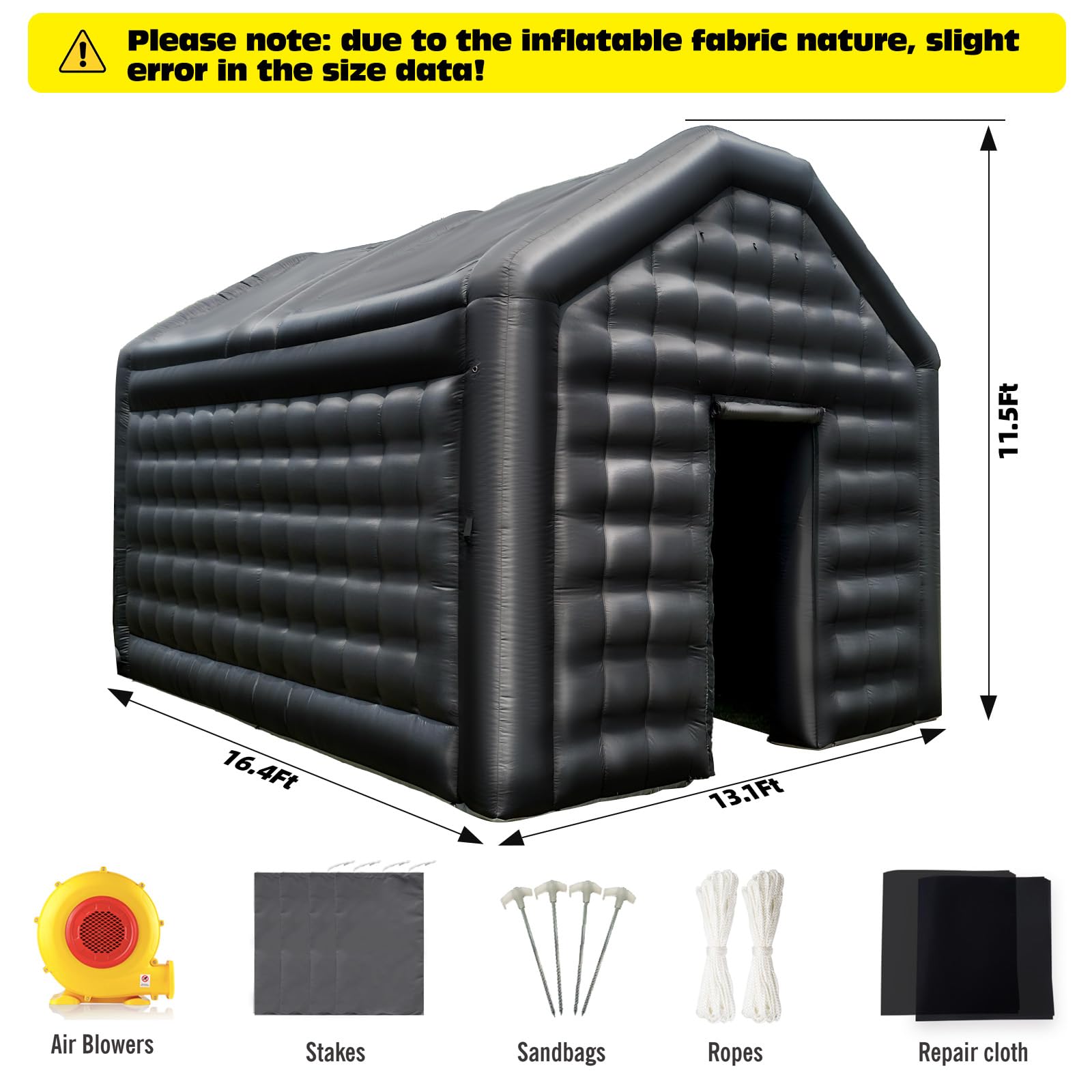 WARSUN Black Inflatable Nightclub 16.5x13x11.5ft with Blower