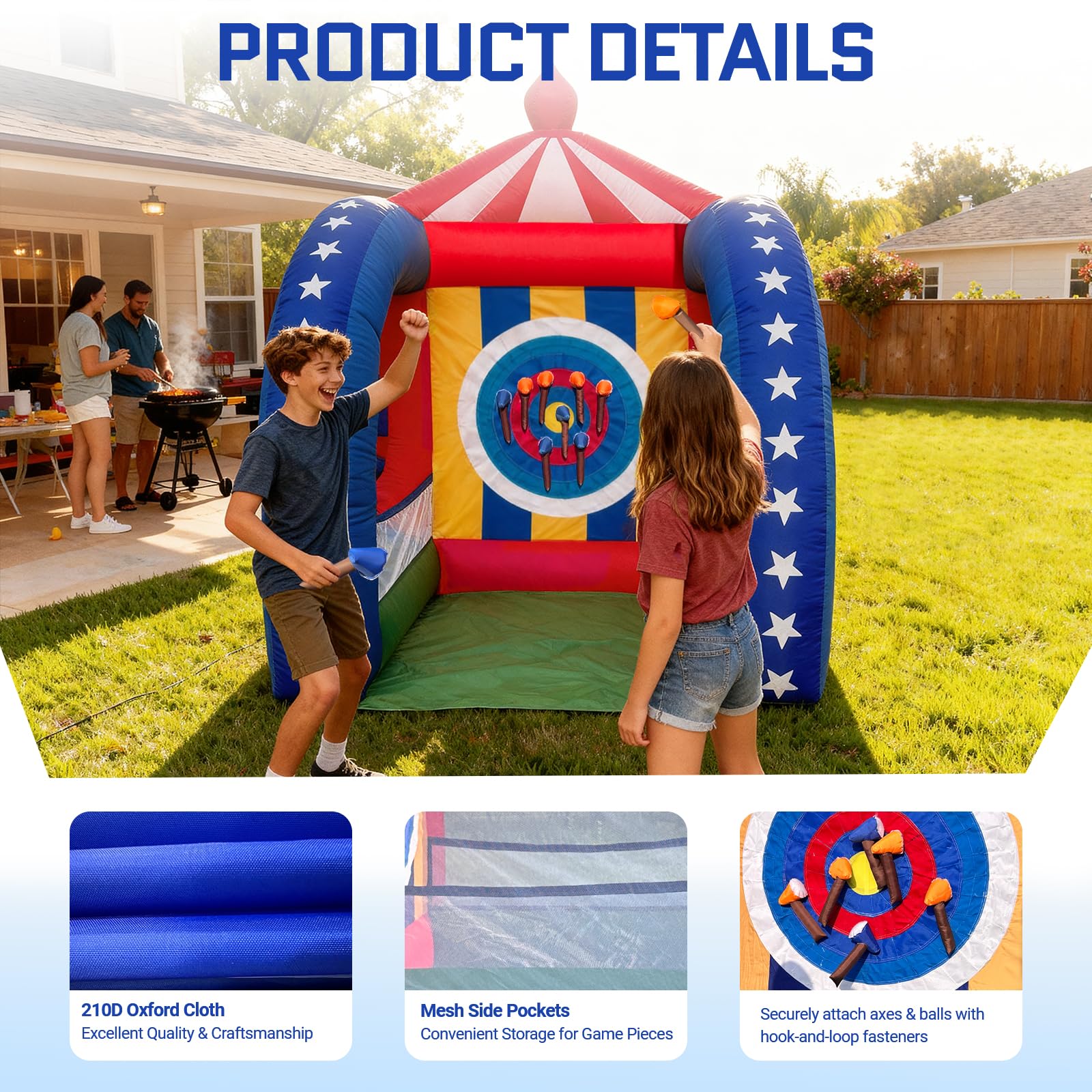 Inflatable Axe Throwing Game 6.5x6.5x9FT with Blower – Axe Toss Target for Carnival Games, Events