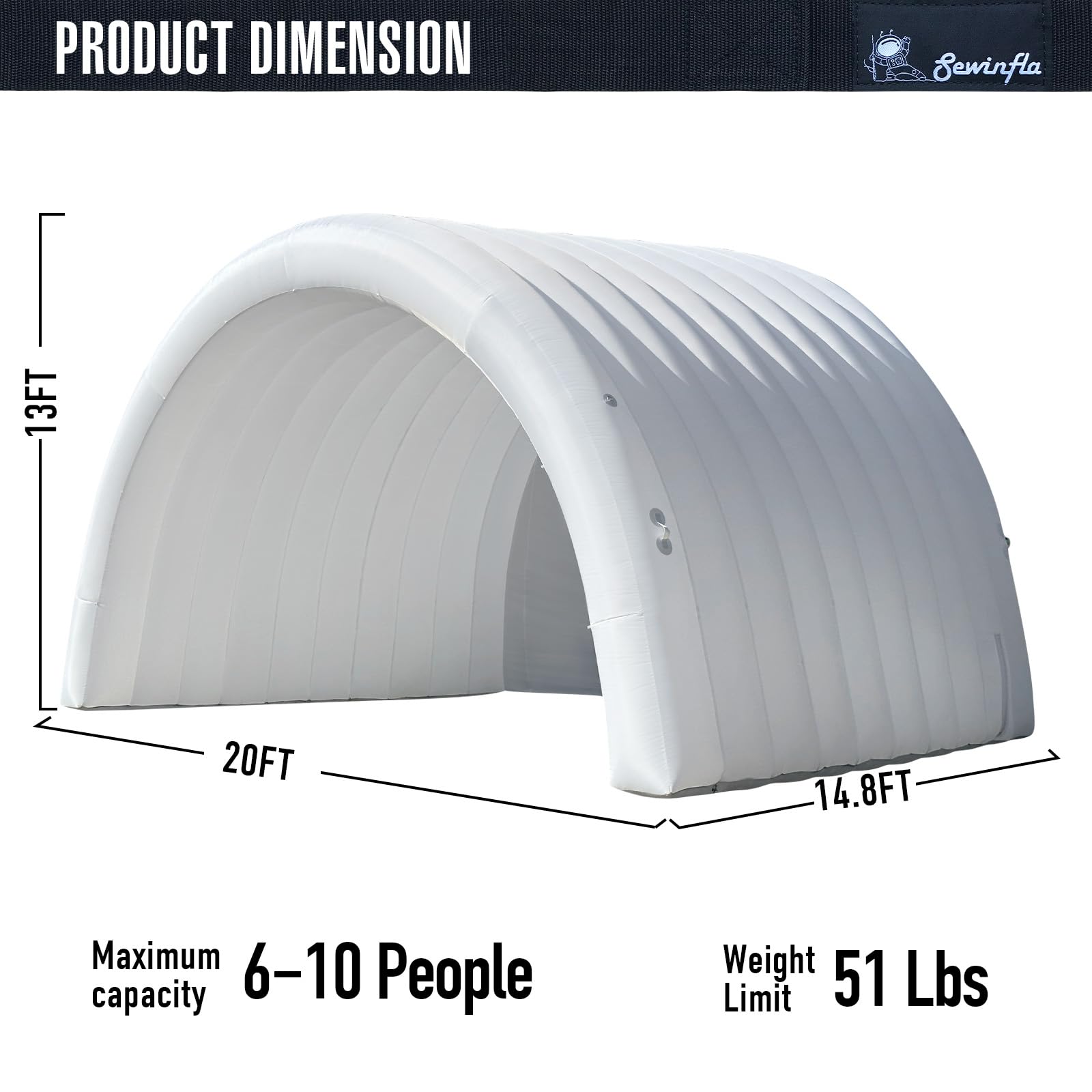 Inflatable Event Stage Tent 20×15×13FT with Built-in Blower Outdoor Exhibition Inflatable Stage Cover White Party Tent