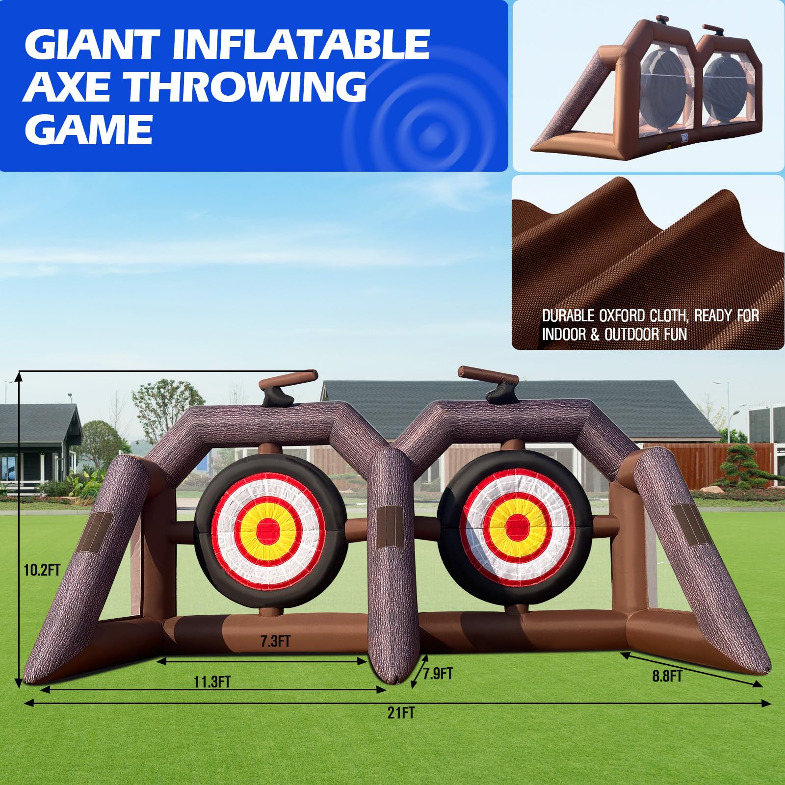 Inflatable Axe Throwing Game Inflatable Ball Toss Target Dart Board with 16 Axes+8 Balls