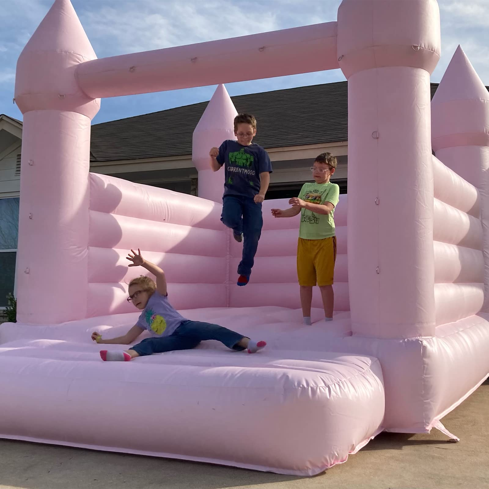 WARSUN Pink Bounce House 13x10x10FT / 4x3x3m with Blower 100% PVC Inflatable Bouncy House Castle with Large Jumping Area & D-Rings Decorate, Bounce House Castle for Wedding Birthday Party Photography Business