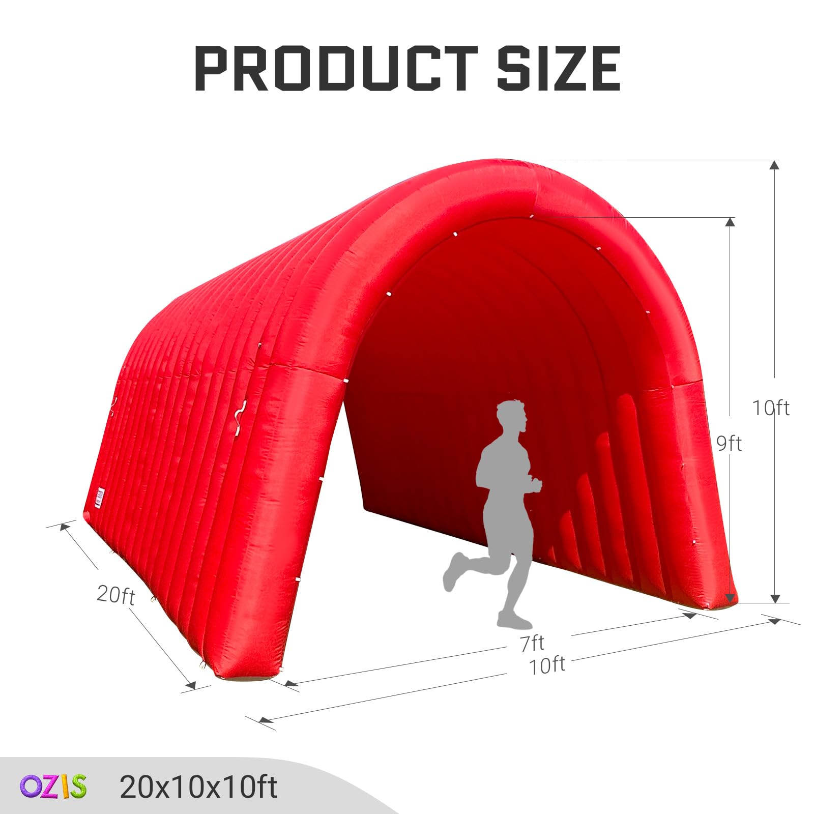 Inflatable Tunnel Entrance 20x10x10FT with Blower Entry Tunnel Tent for Sports Events and Outdoor Activities