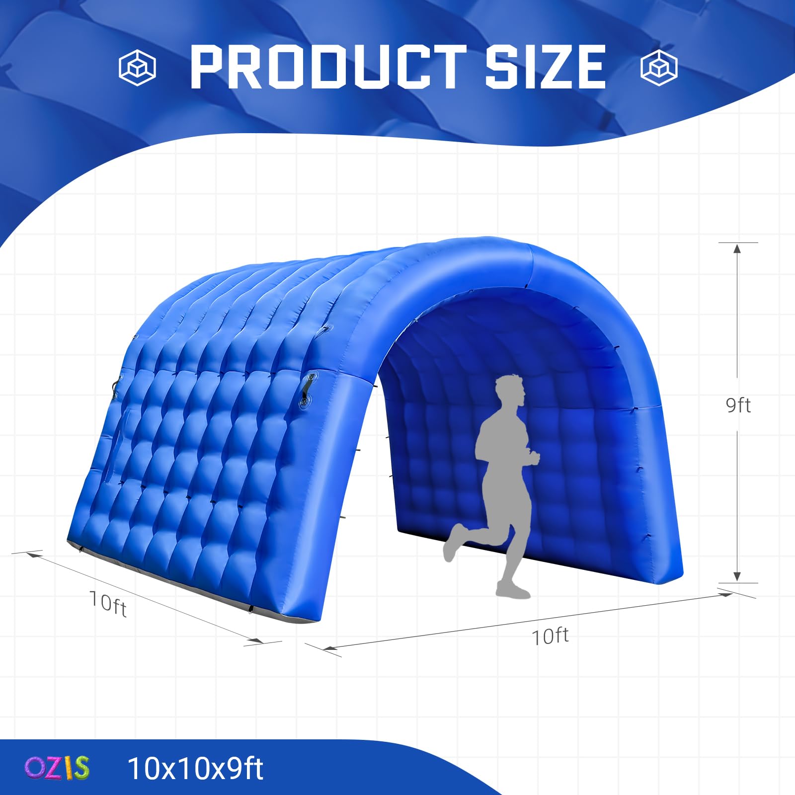 Inflatable Sports Tunnel Entrance 10x10x9FT with Blower Football Tunnel Tent Entryway