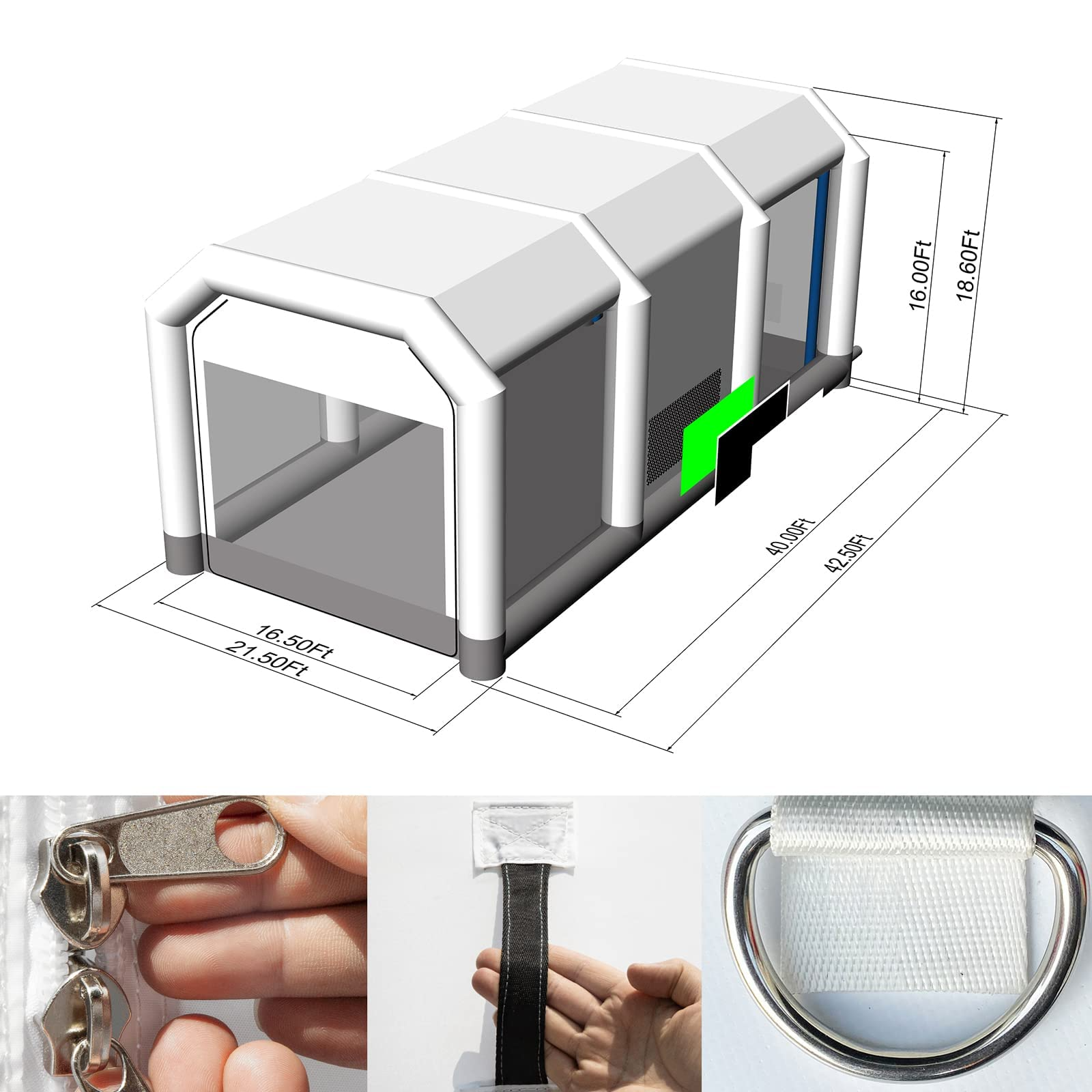 [Delivery within 10 days] GORILLASPRO Inflatable Spray Paint Booth 42.5X21.5X18.6Ft with 1100W+1100W+1100W Blowers, Large Portable Auto Paint Booth for Trucks, Aircraft or Other Big Items Painting