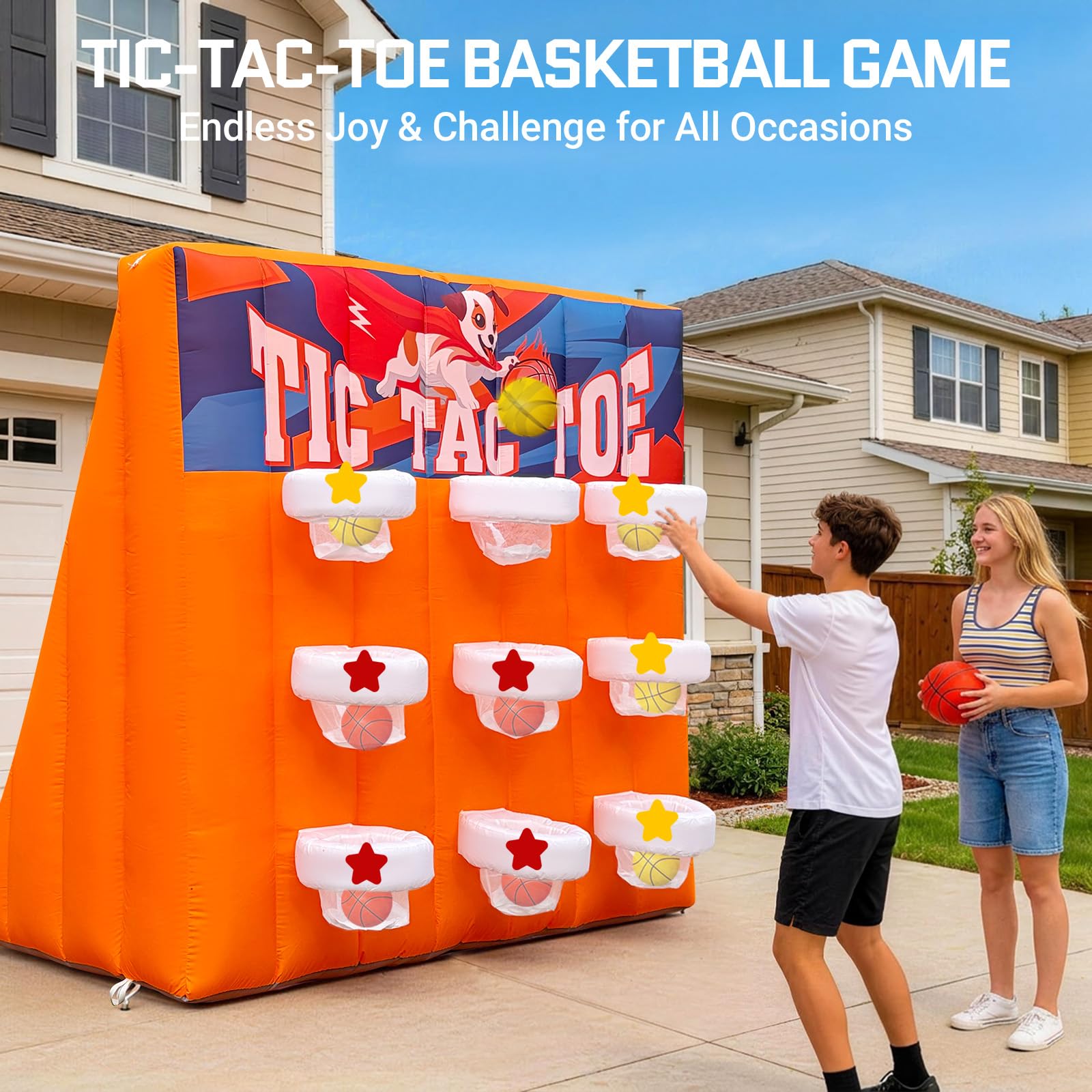 Inflatable Tic-Tac-Toe Basketball Shootout 9-Hoop for Carnival, Party, Event Rental