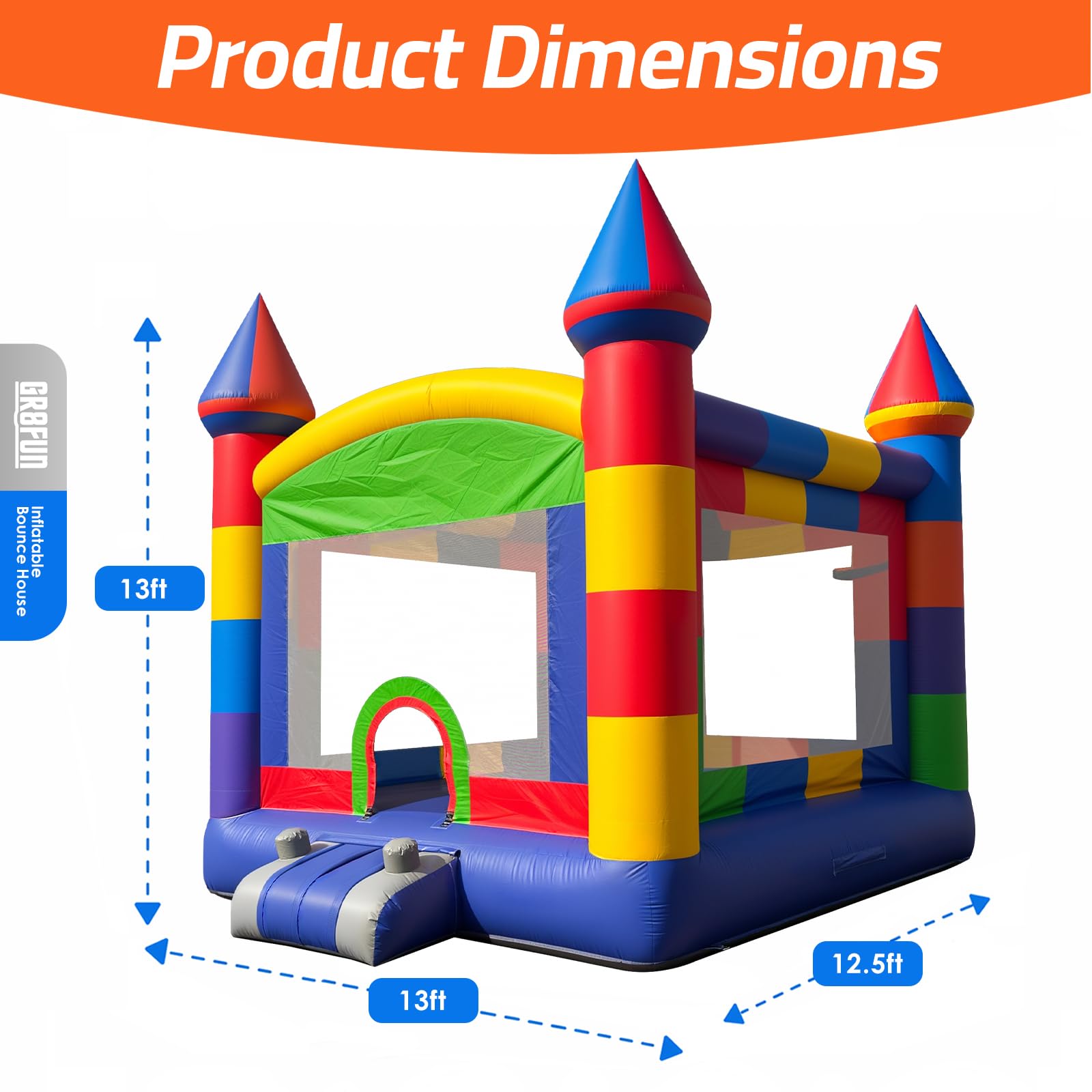 Inflatable Bounce House 13x12.5Ft with Basketball Hoop – Commercial PVC Bouncy Castle for Parties & Events