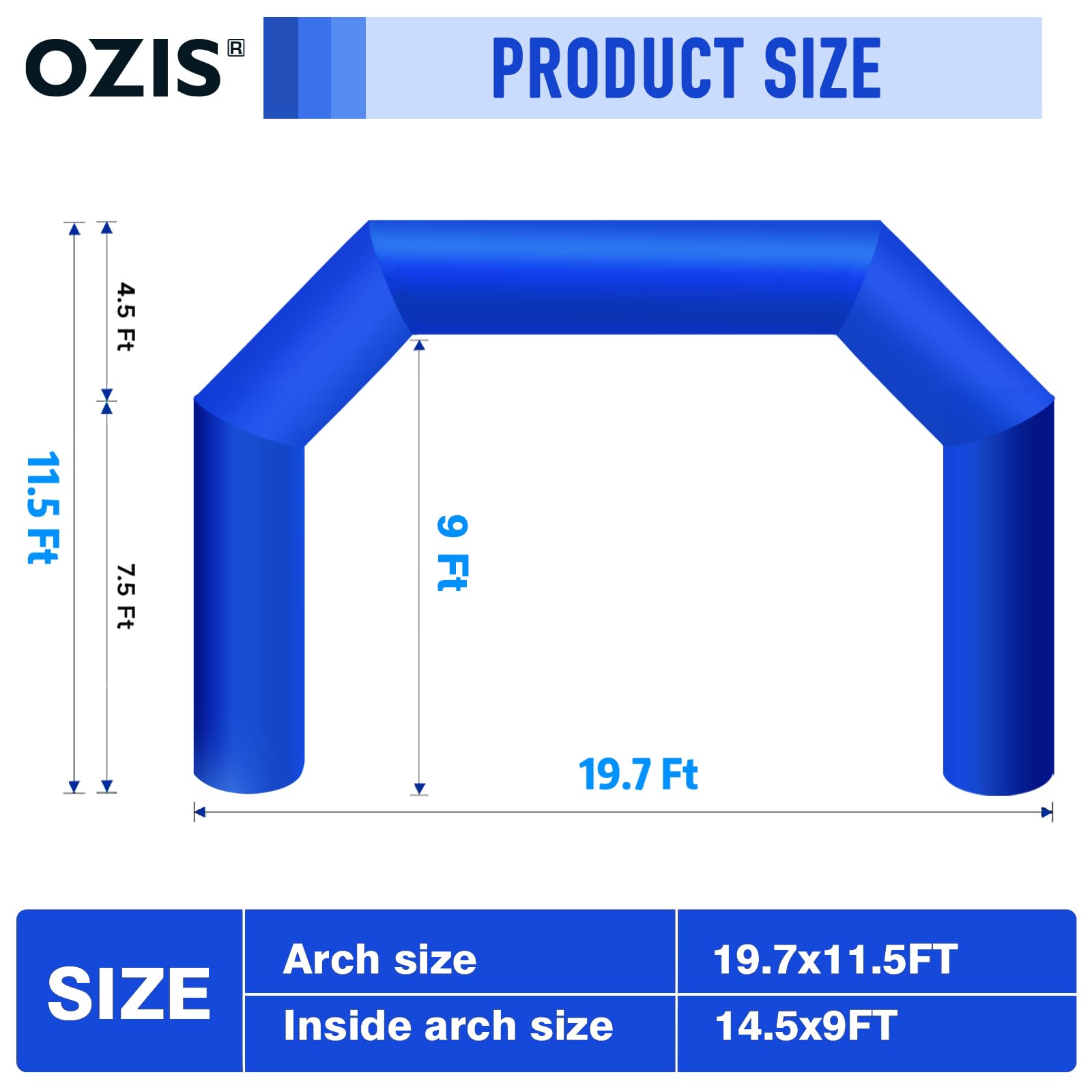 Best Deal-20ft Blue Inflatable Arch With 150w Blower -Lightweight Arch & Perfect For 5k Run Races Marathons Promotional Events